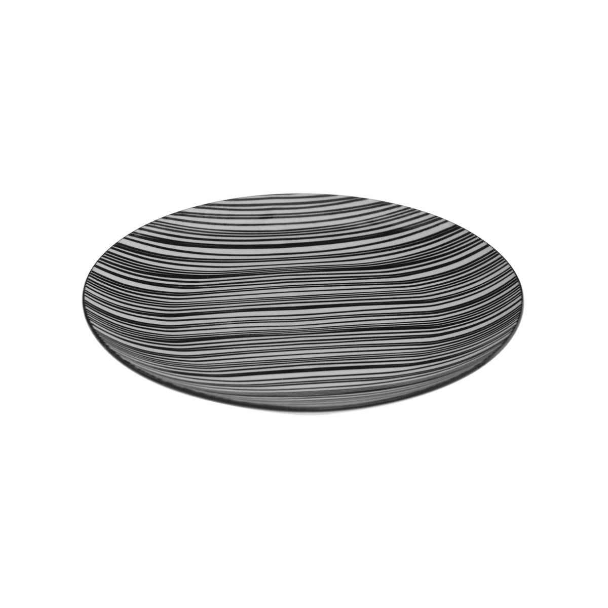 Set of 6 "Bohemia" dessert plates D.18.9 cm, Black & White