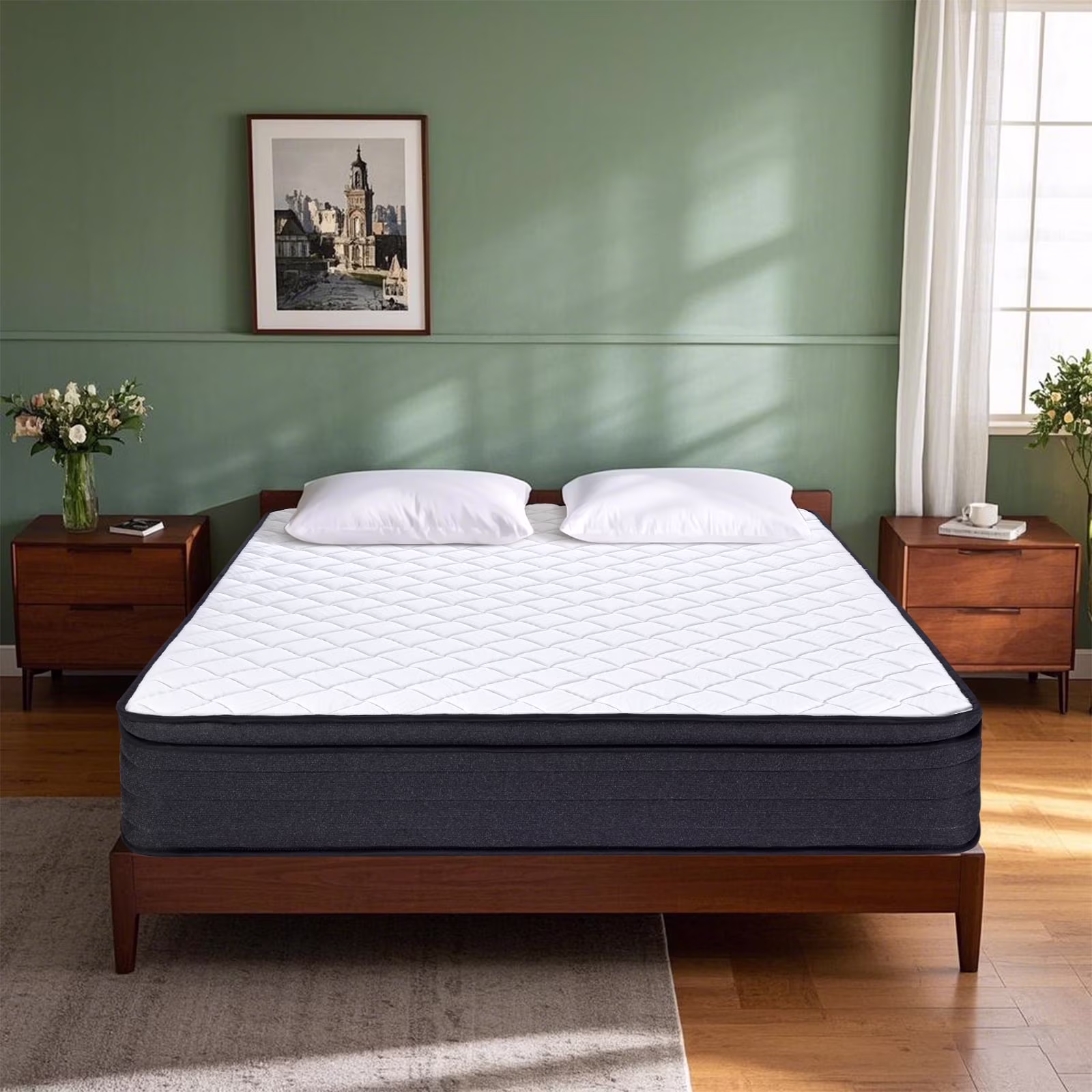 VFD 10 inch Twin Size Hybrid Mattress - Medium Firm, Memory Foam & Pocket Springs, Motion Isolation, Edge Support, Pressure Relief, Ships Compressed