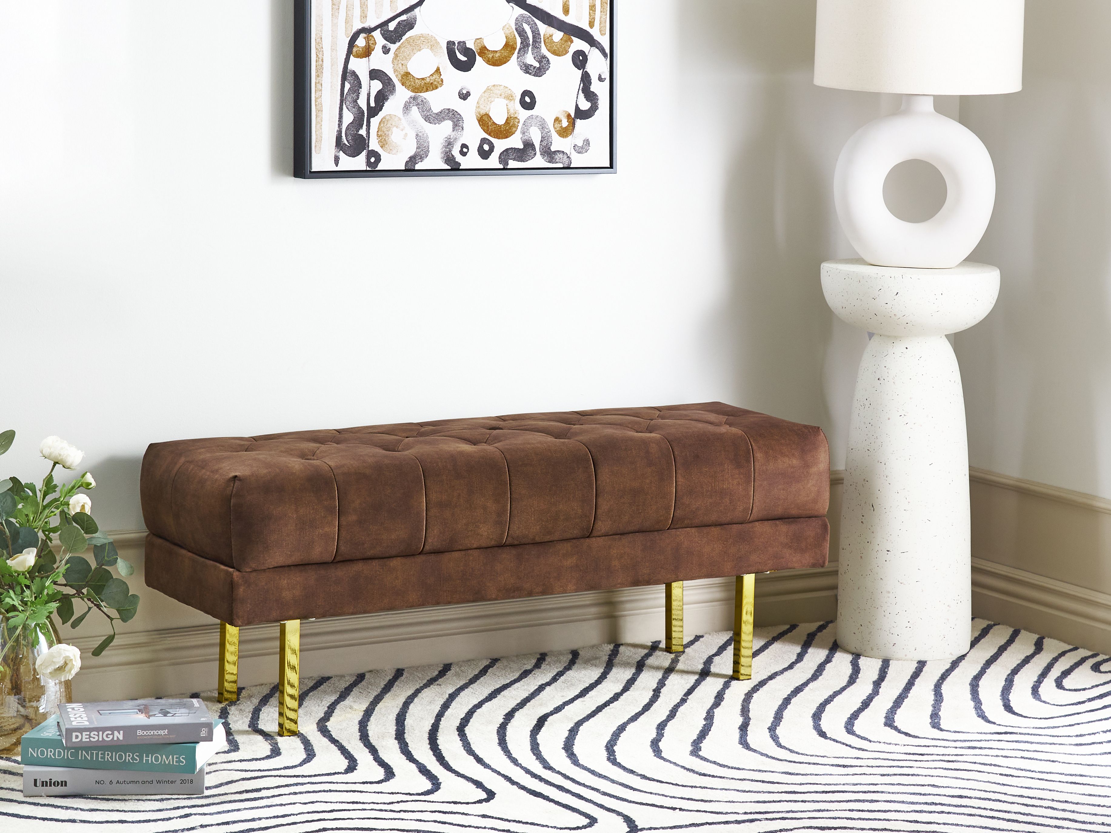 Upholstered Bench ROSEVILLE Velvet Dark Brown