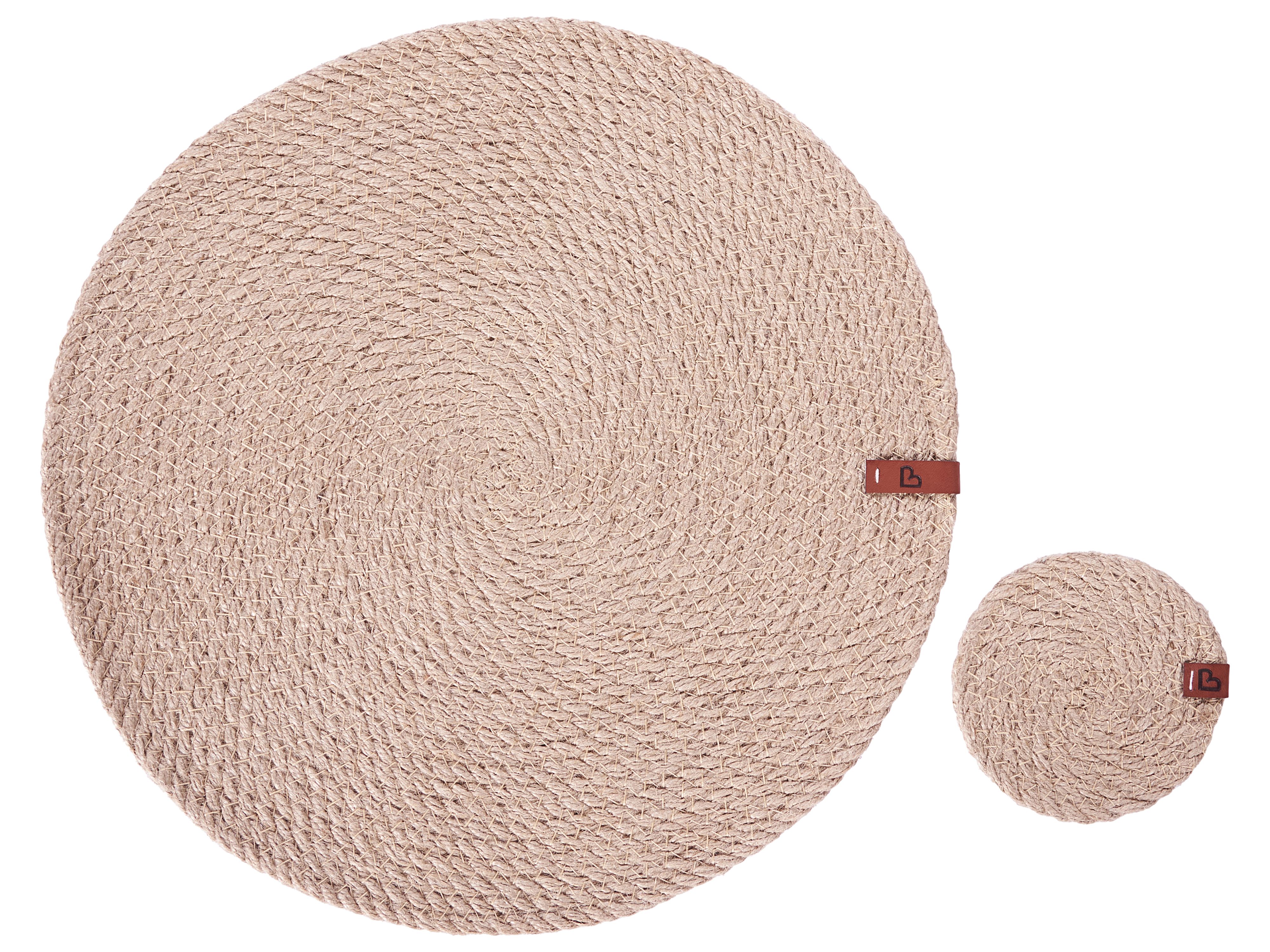 12 Piece Placemats and Coasters Set MUNTRIES Natural Jute