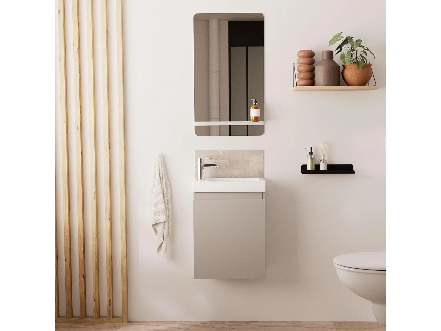 Meuble lave-mains LISA + miroir tablette