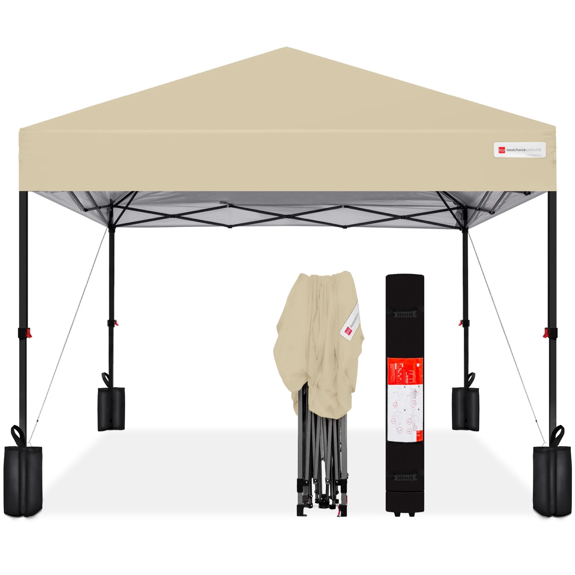 Best Choice Products 10x10ft Easy Setup Pop Up Canopy w/ 1-Button Setup, Wheeled Case, 4 Weight Bags - White - Image 92