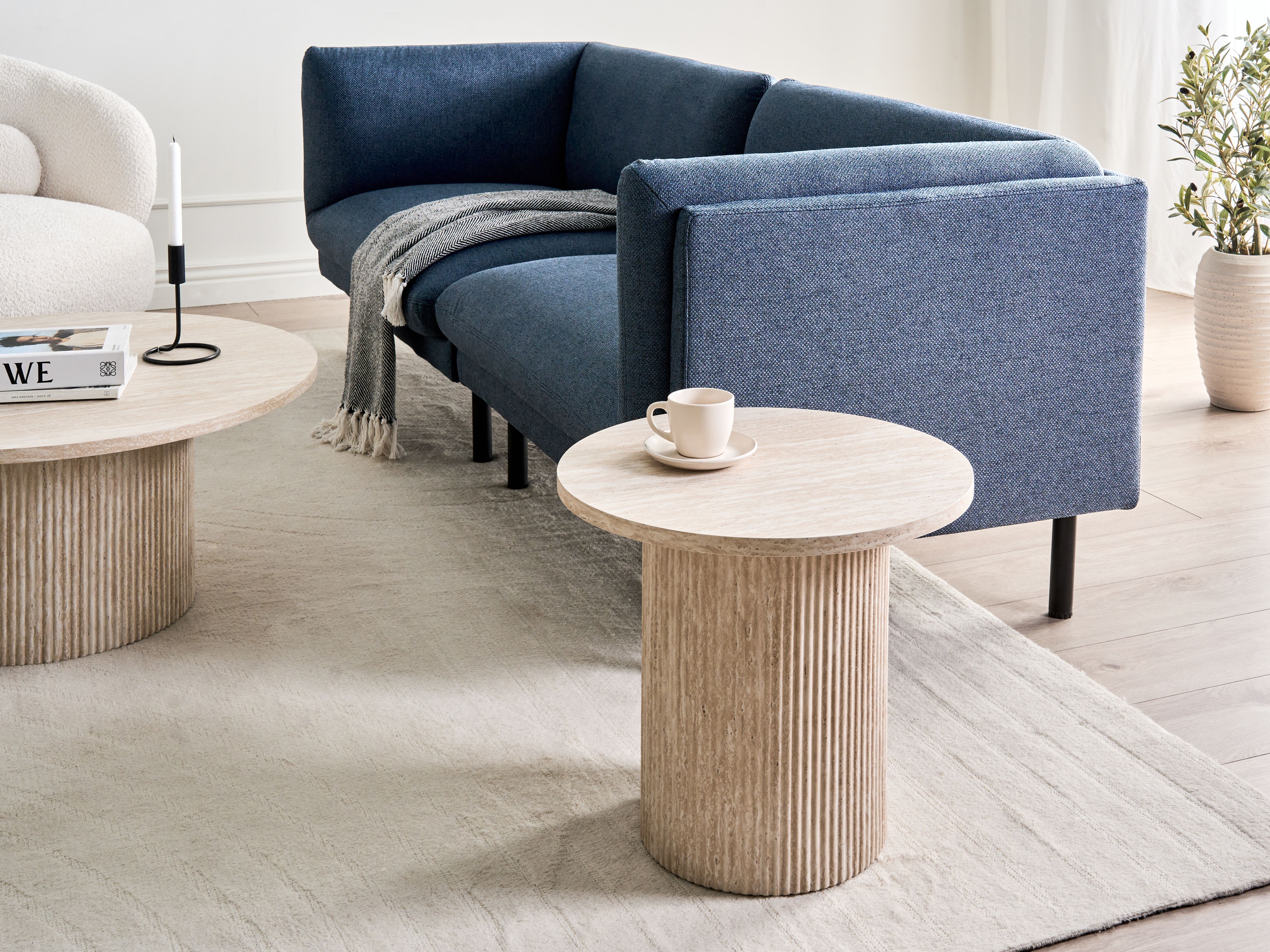 Side Table AMMON Travertine Effect