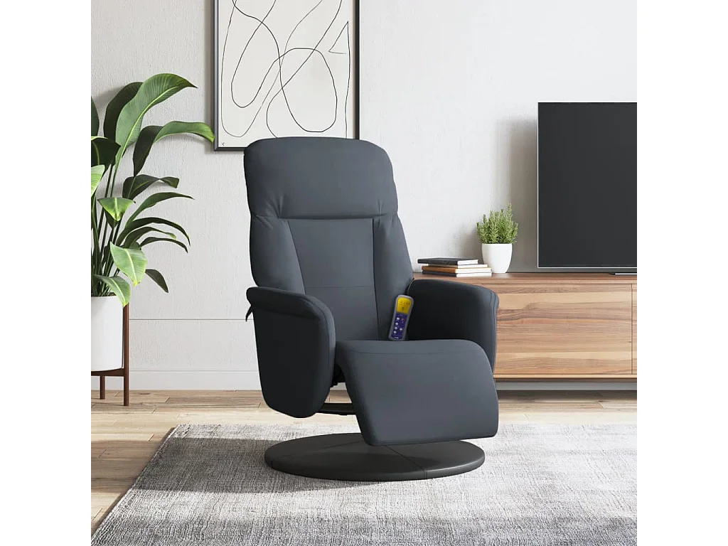 Fauteuil inclinable-Fauteuil salon de massage repose-pied gris foncé velours SHL3665