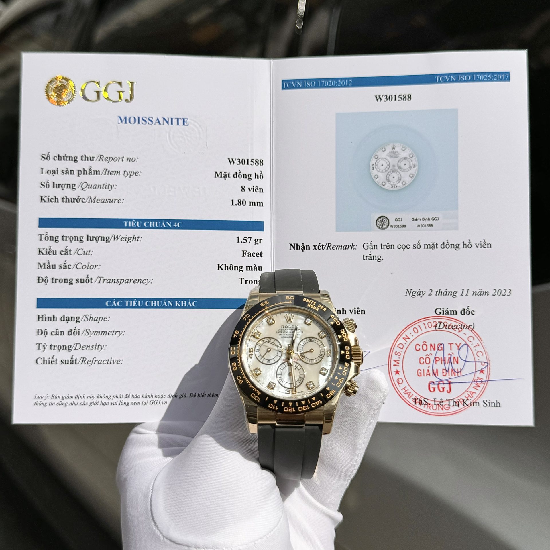 Rolex Daytona 116518 White Mother of Pearl Dial Rep 11 Watch With Moissanite Diamond Clean Factory 40mm - Elite Watch Atelier
