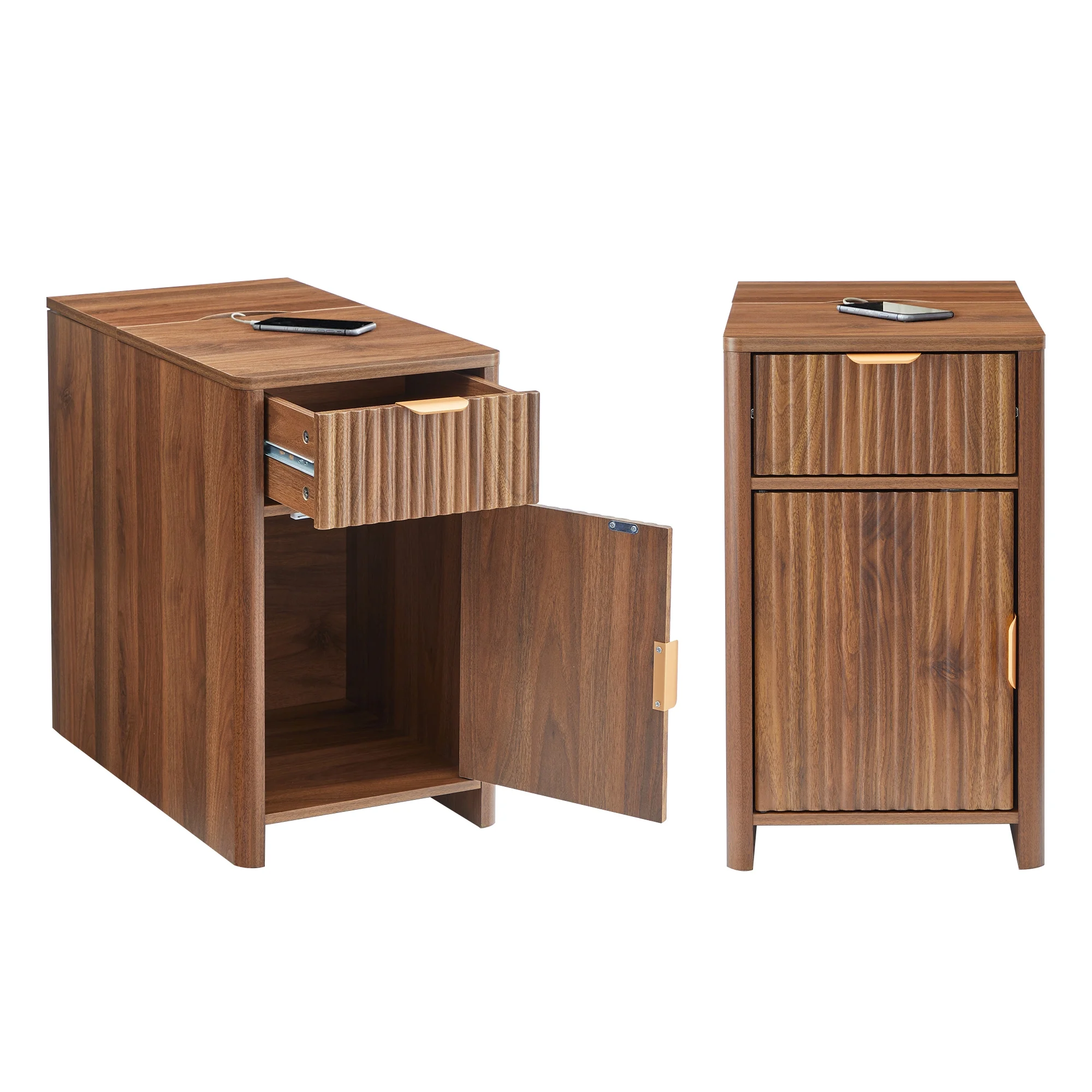 YOCWO Fluted Nightstand for Bedroom Set of 2 , Wood Bedside Table Set of 2 with Drawers, Black - Image 52