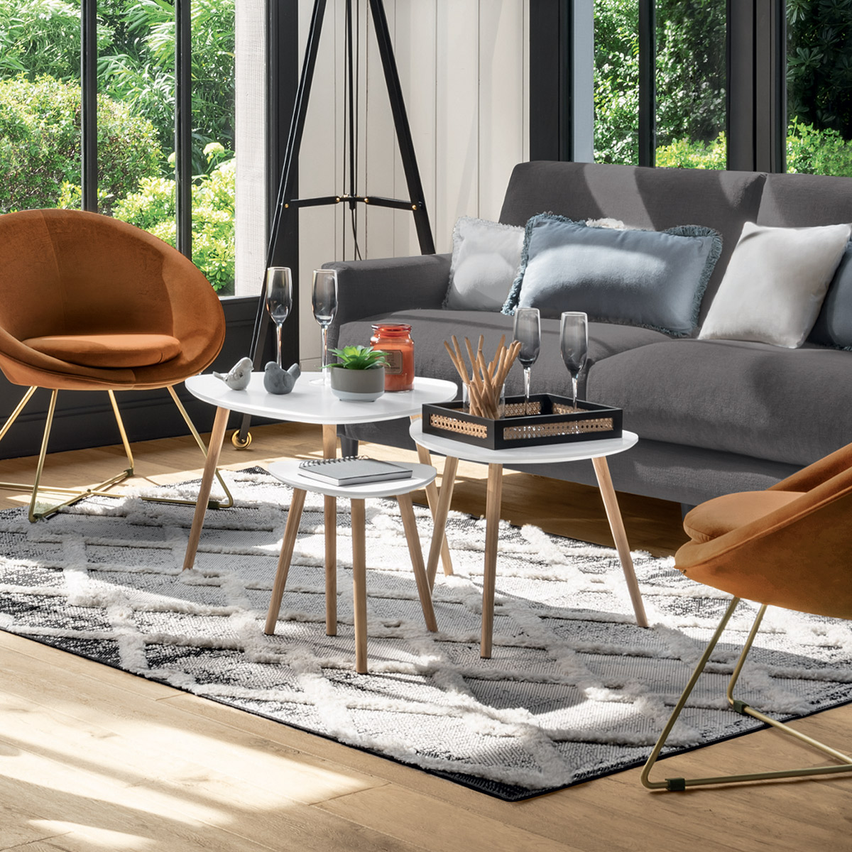 Nesting tables "Mileo" White, L.34/46/60 cm