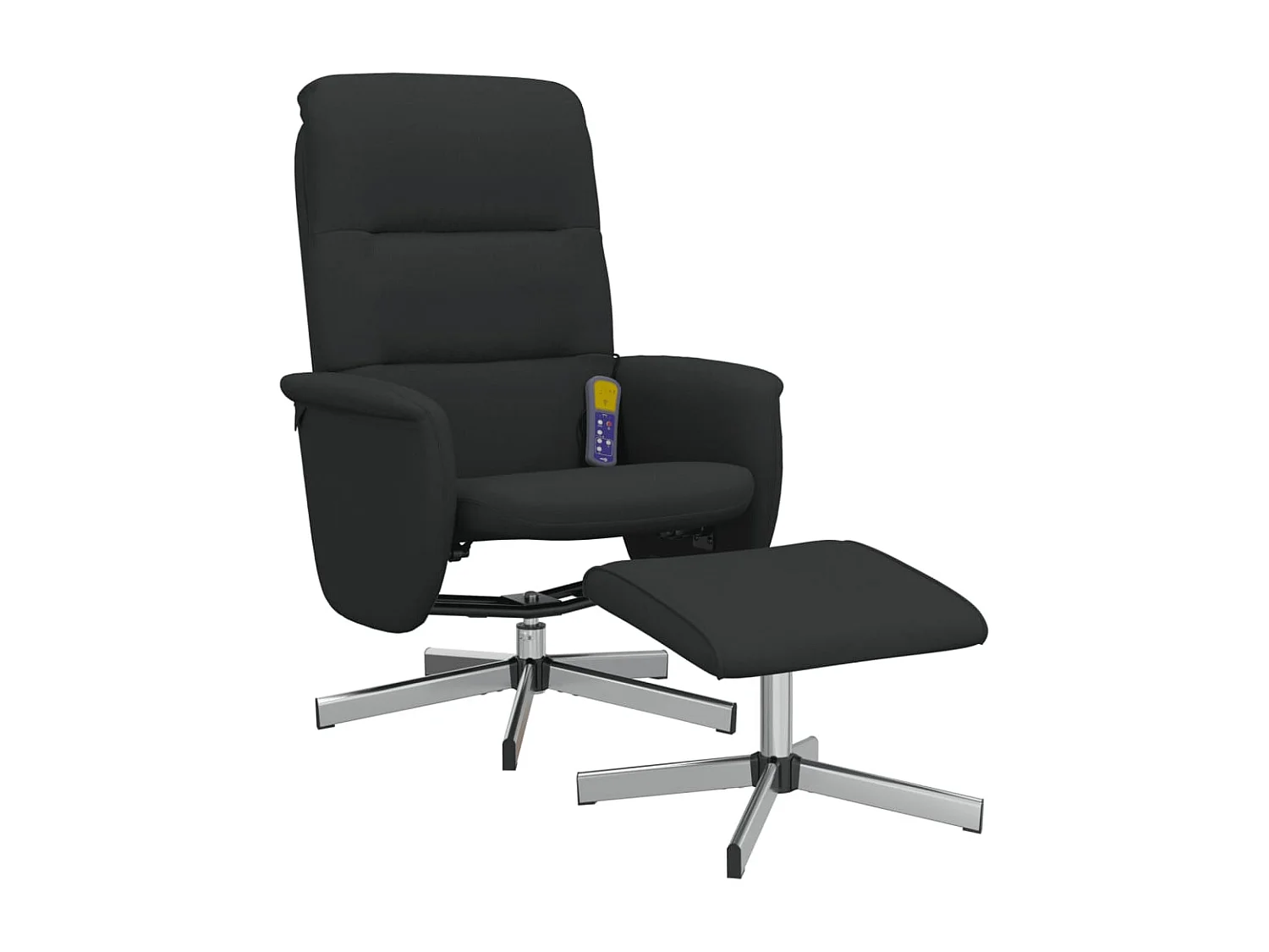 Fauteuil de massage inclinable avec repose-pied noir tissu SHL3529