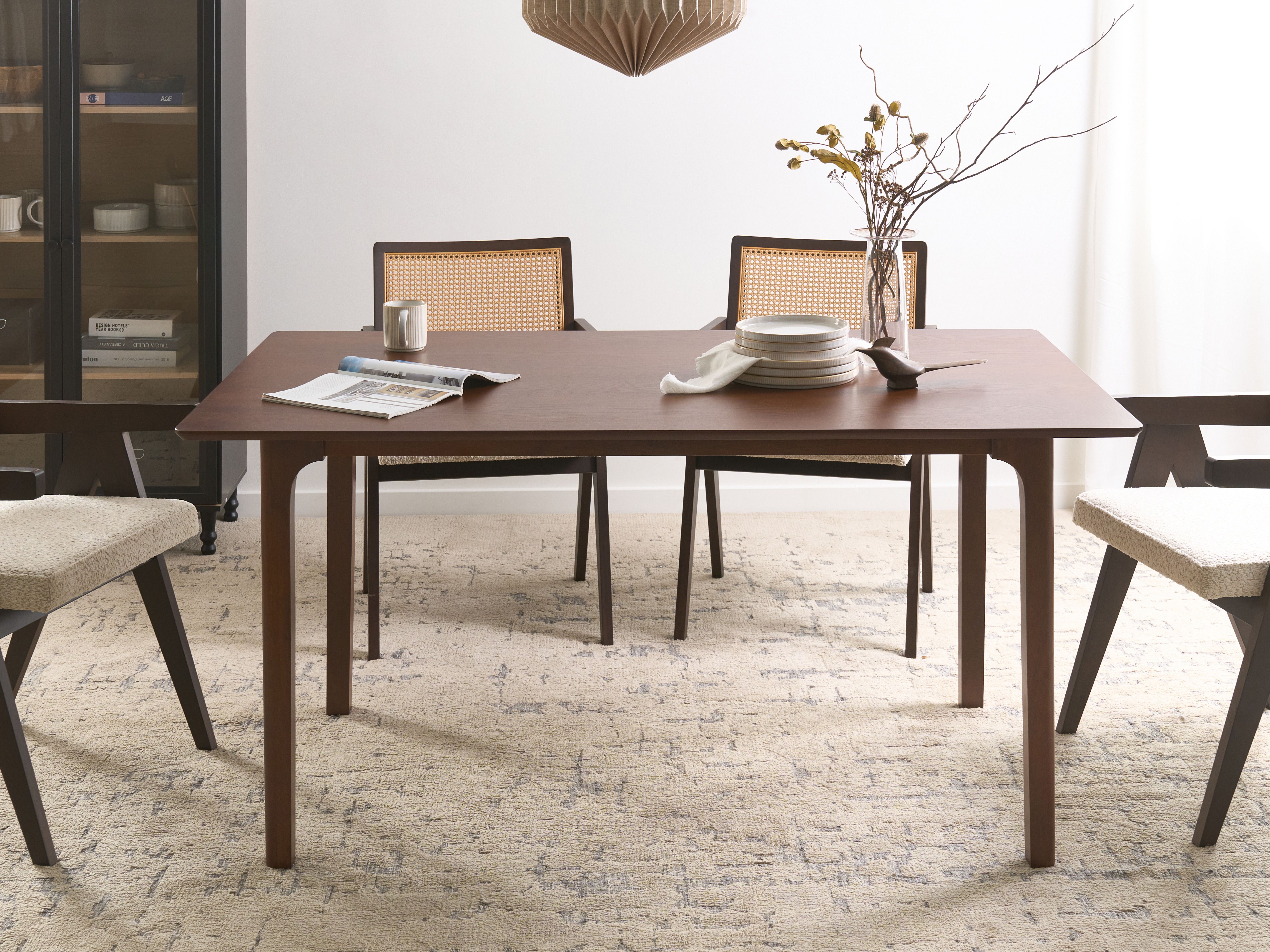 Dining Table DELMAS Dark Ash Wood 160 cm 90 cm