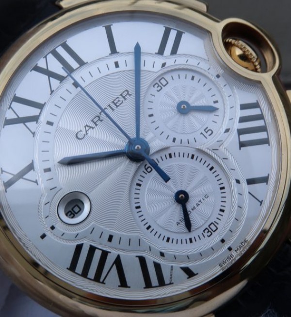 Replica Cartier Ballon Bleu De Cartier Chrono 47mm YG White Dial Leather Strap A8101 - Top club