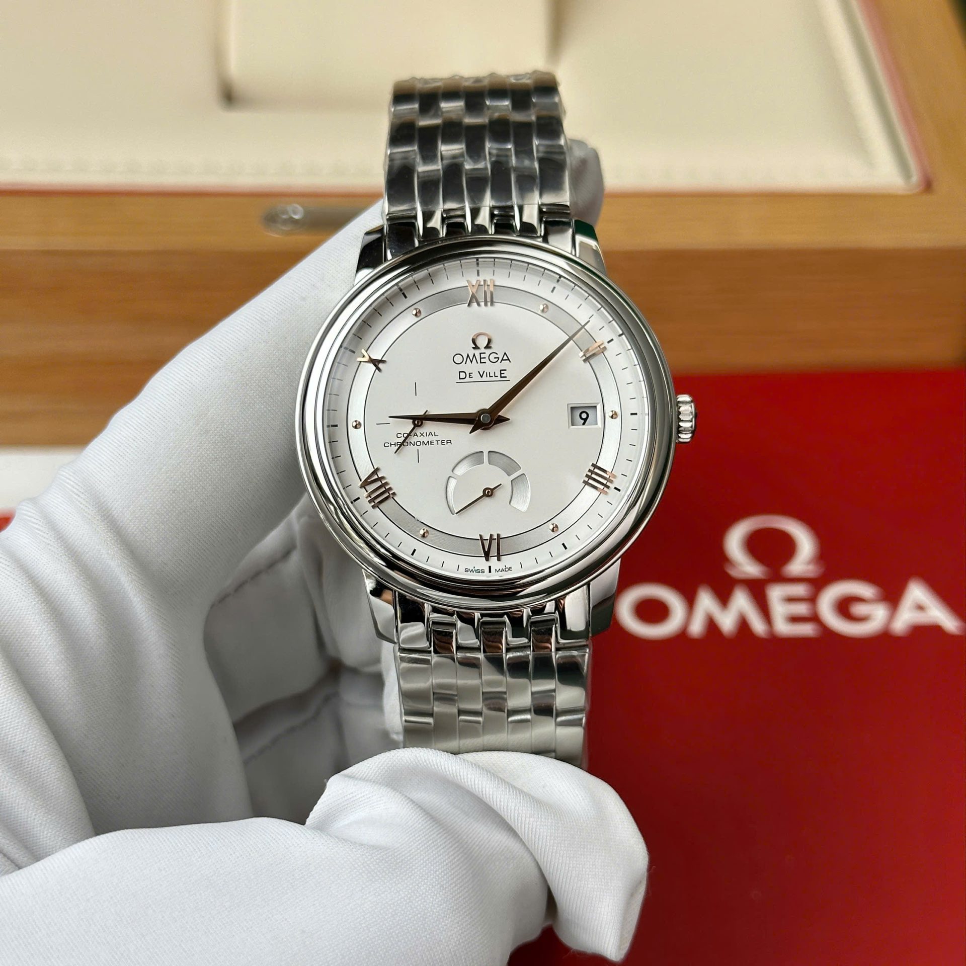 Omega De Ville Prestige Power Reserve Replica Watch White Dial Metal Wire 39.5mm - Top club