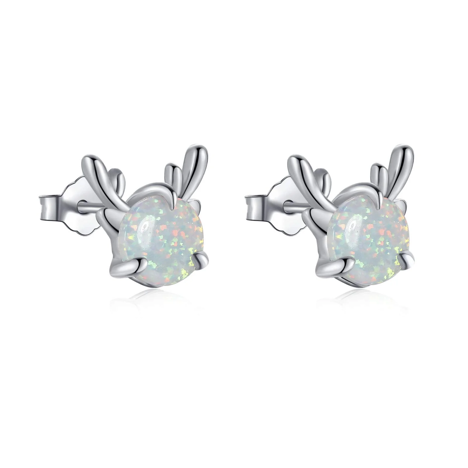 Reindeer Opal Stud Earrings Classic Retro Christmas Exclusive Antler Deer Earrings for Girl and Daughter