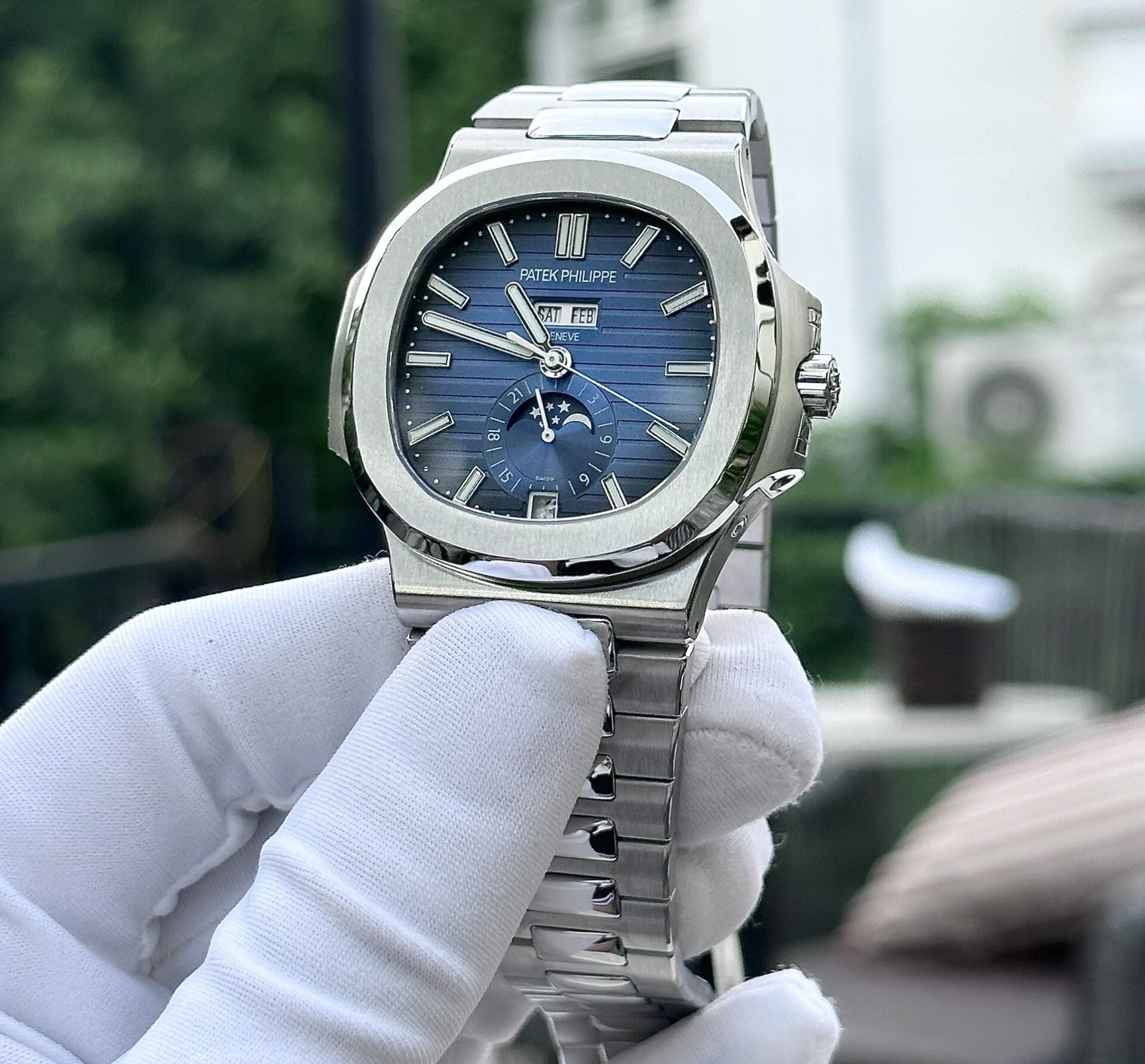 Patek Philippe Nautilus 5726 Replica 1:1 Watch Blue Dial Metal Strap PPF Factory 40.5mm - Top club