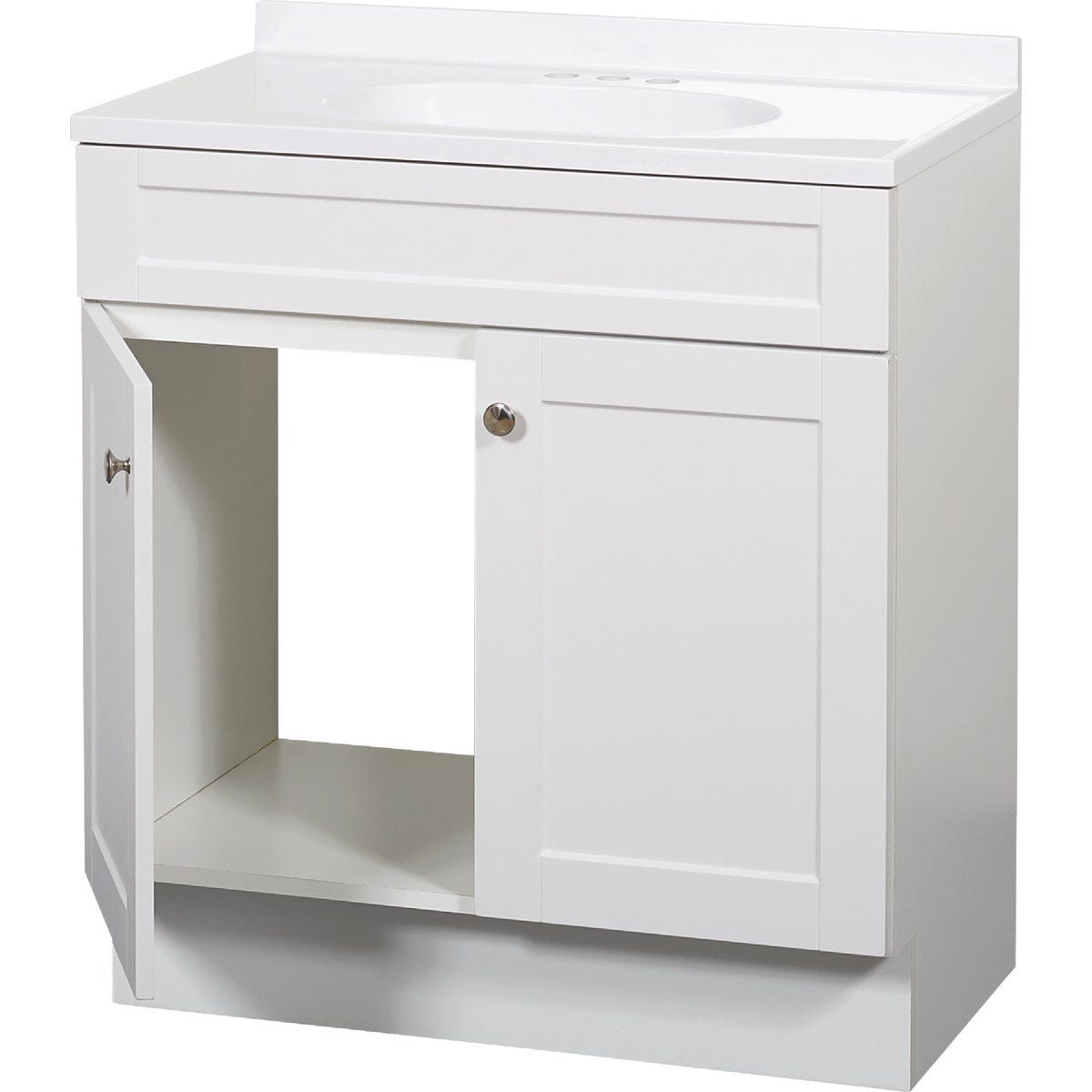 Zenith Zenna Home White 30 In. W x 35 In. H x 18 In. D Shaker Vanity with White Cultured Marble Top