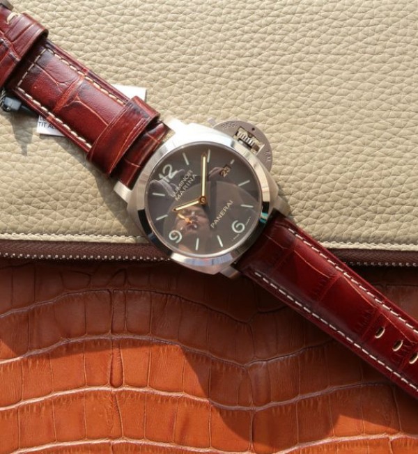 Replica Panerai VSF PAM351 Titanium Brown Leather Strap P.9000 - Top club