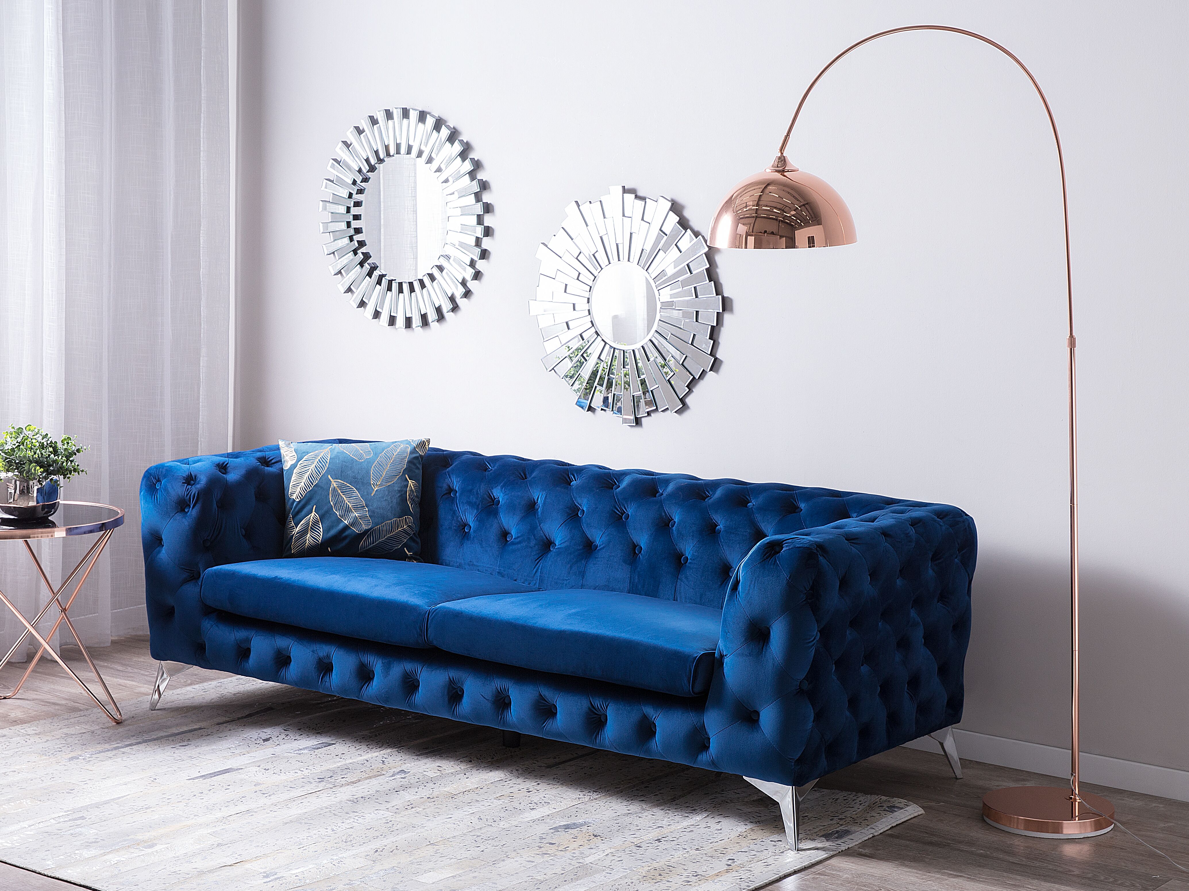 Sofa 3 Seater SOTRA Velvet Navy Blue