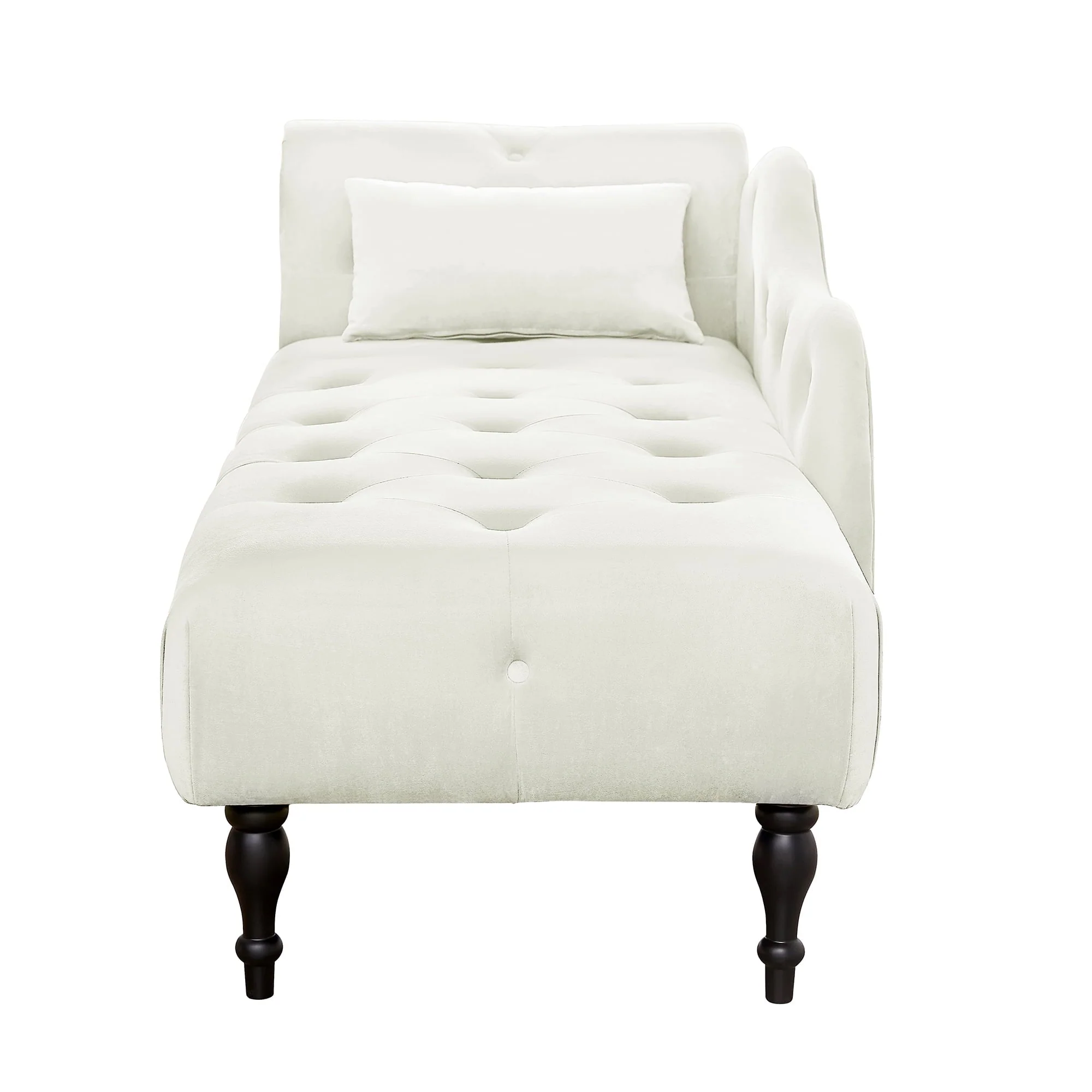 HUTWIFE Velvet Chaise Lounge, Left Arm Design Chaise with Nailhead Trim Tufted Button Lounge Chair with Pillow Modern Upholstered Rolled Arm Lounges Chair for Living Room Bedroom - Image 5
