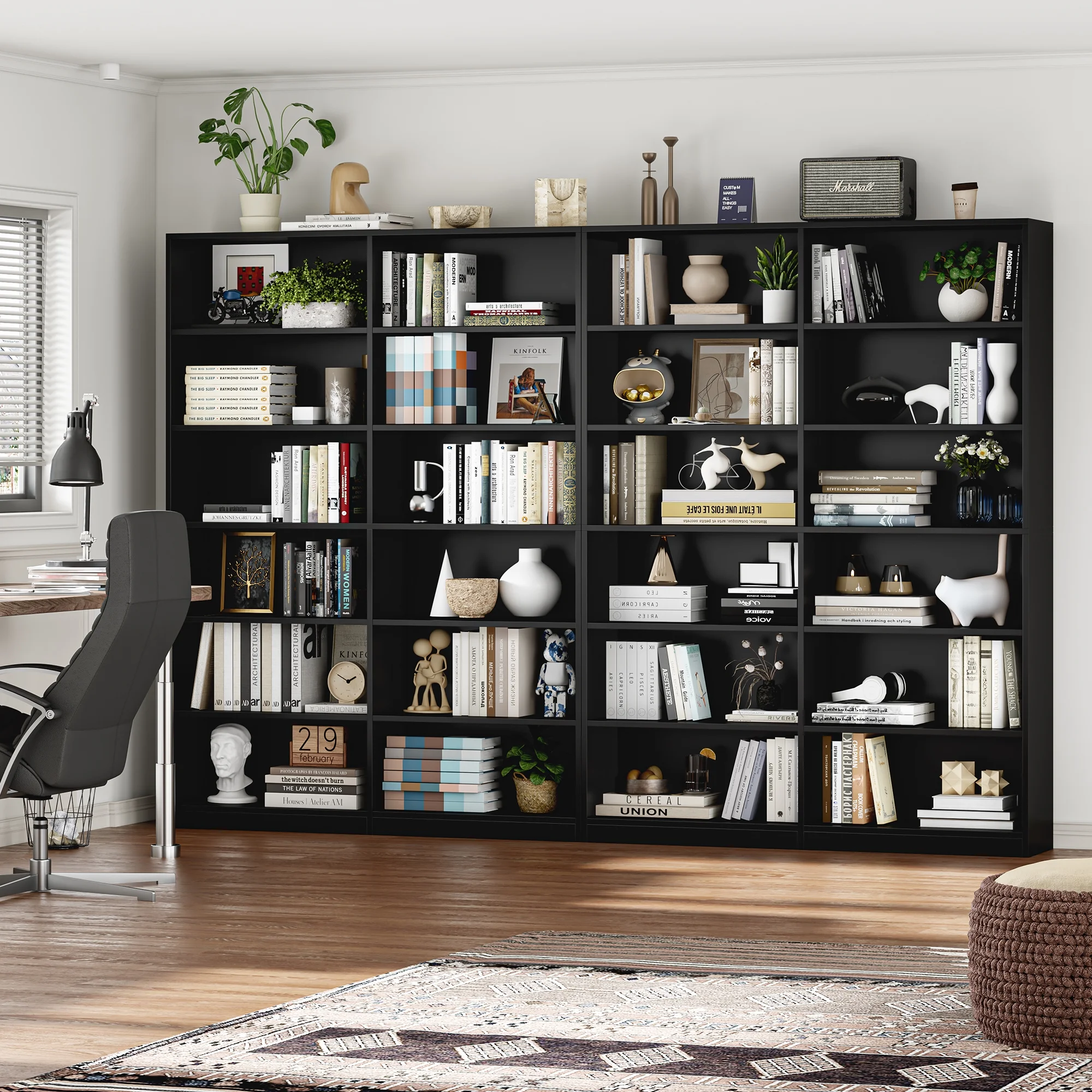 Homfa 74.3�� Double Wide 6-Tier Bookcase, Extra Large Wooden Freestanding Display Bookshelf for Home Office Living Room, White - Image 32