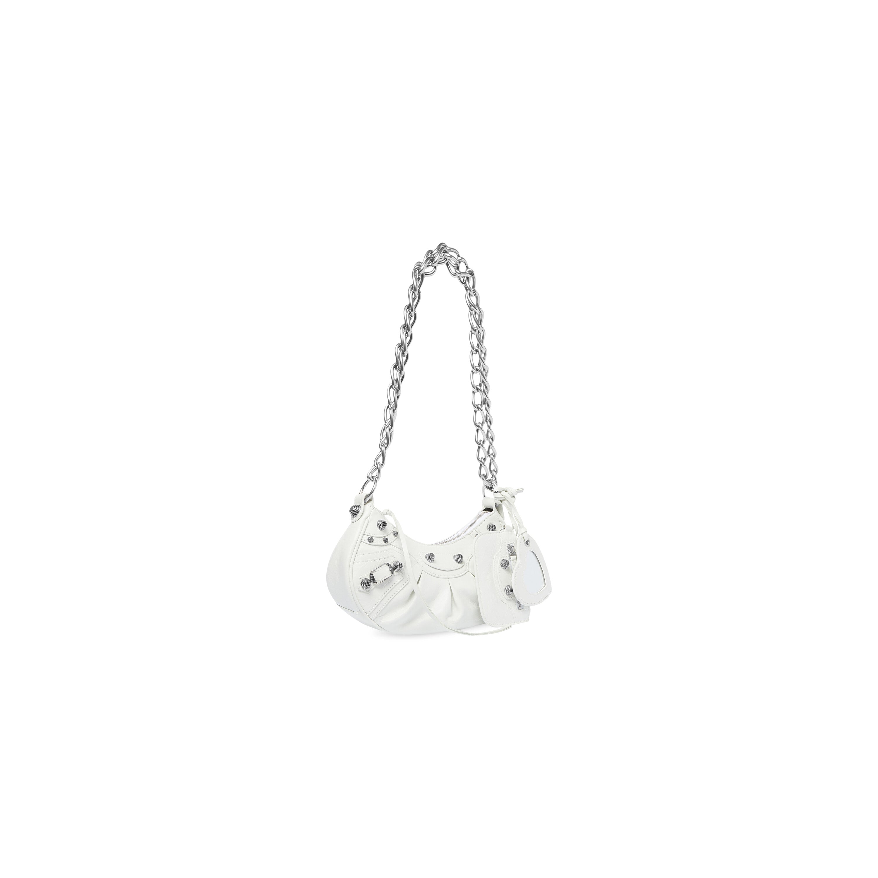 WOMEN'S LE CAGOLE XS SHOULDER BAG WITH CHAIN IN OPTIC WHITE - Replicaclubs