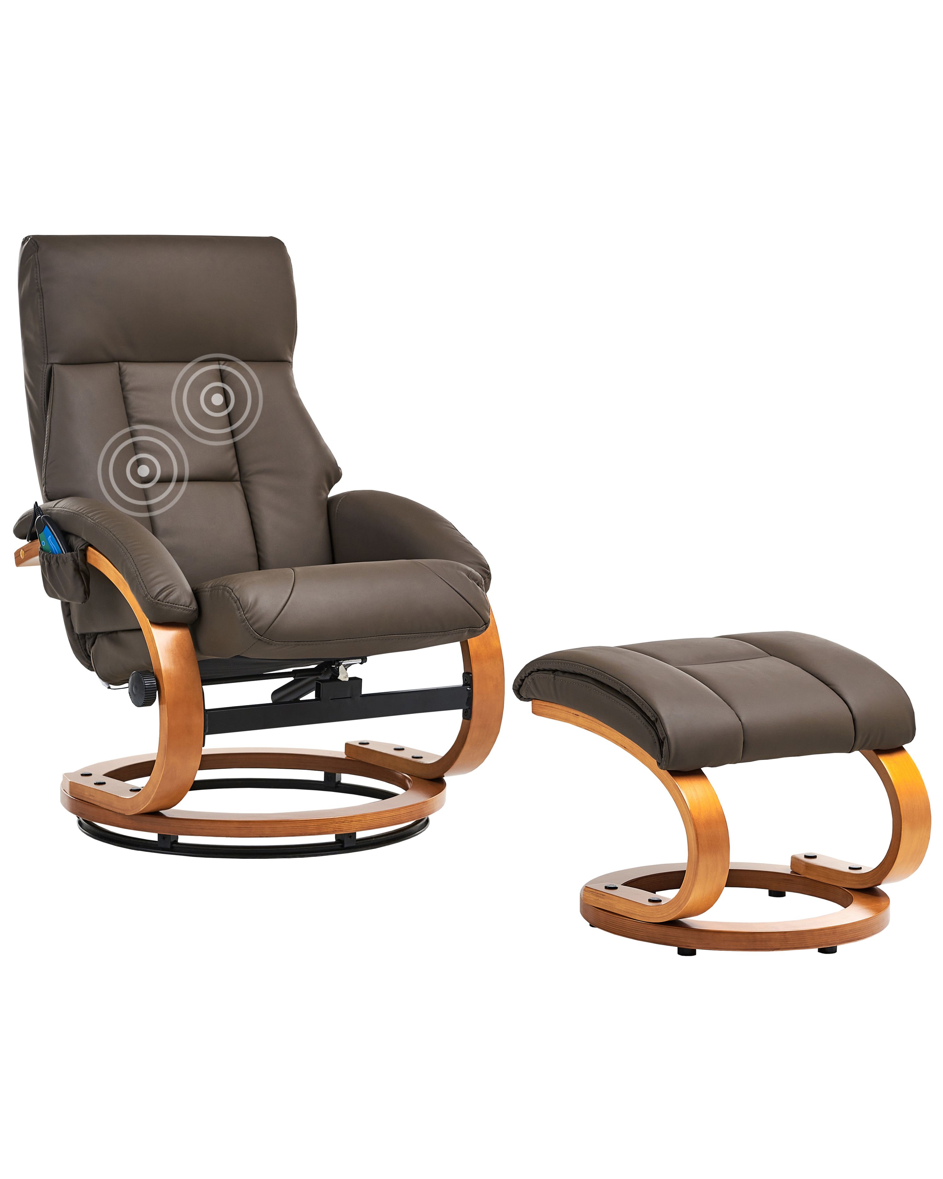 Massage Chair FORCE with Footstool Faux Leather Dark Brown
