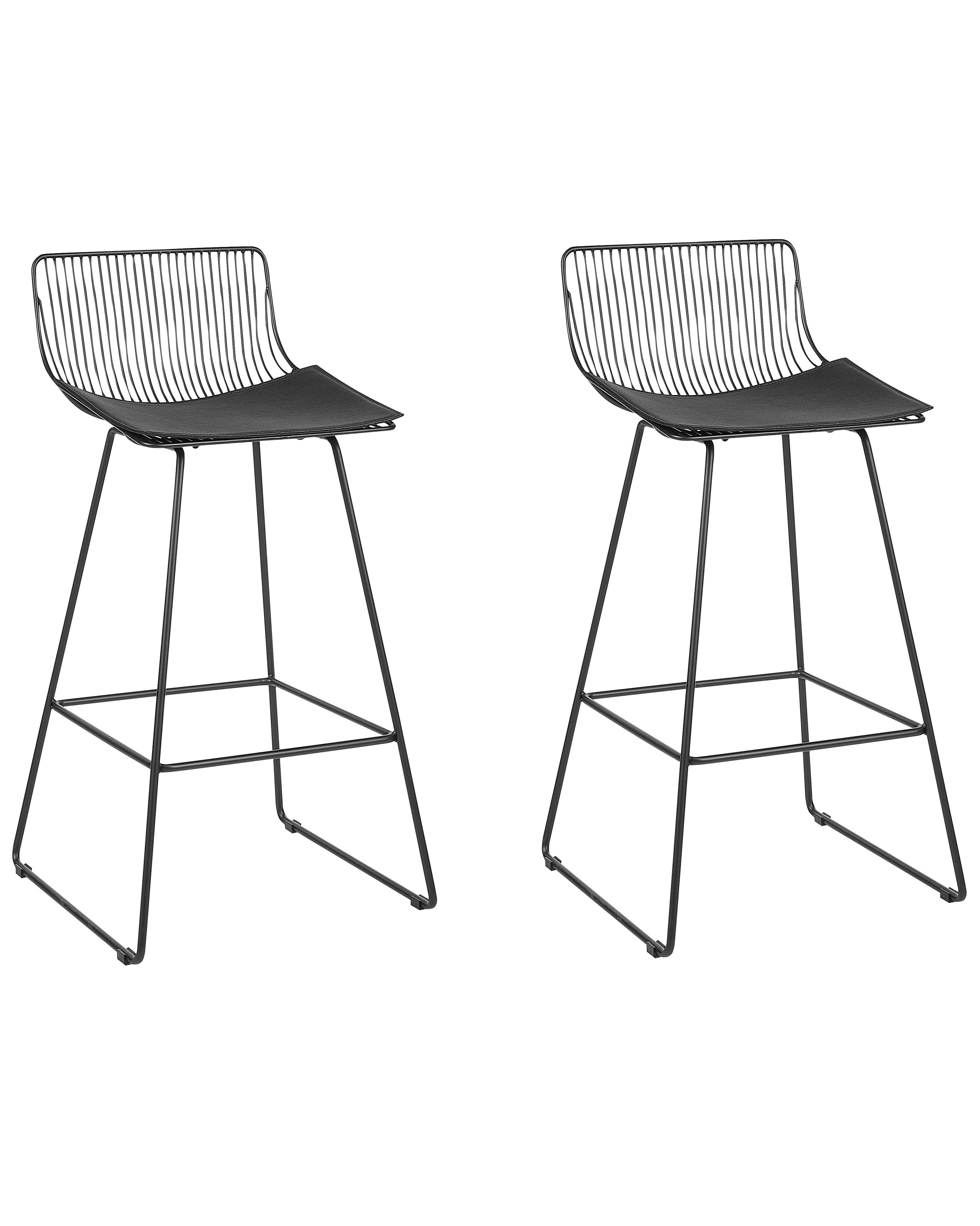 Set of 2 Bar Chairs FREDONIA Metal Black