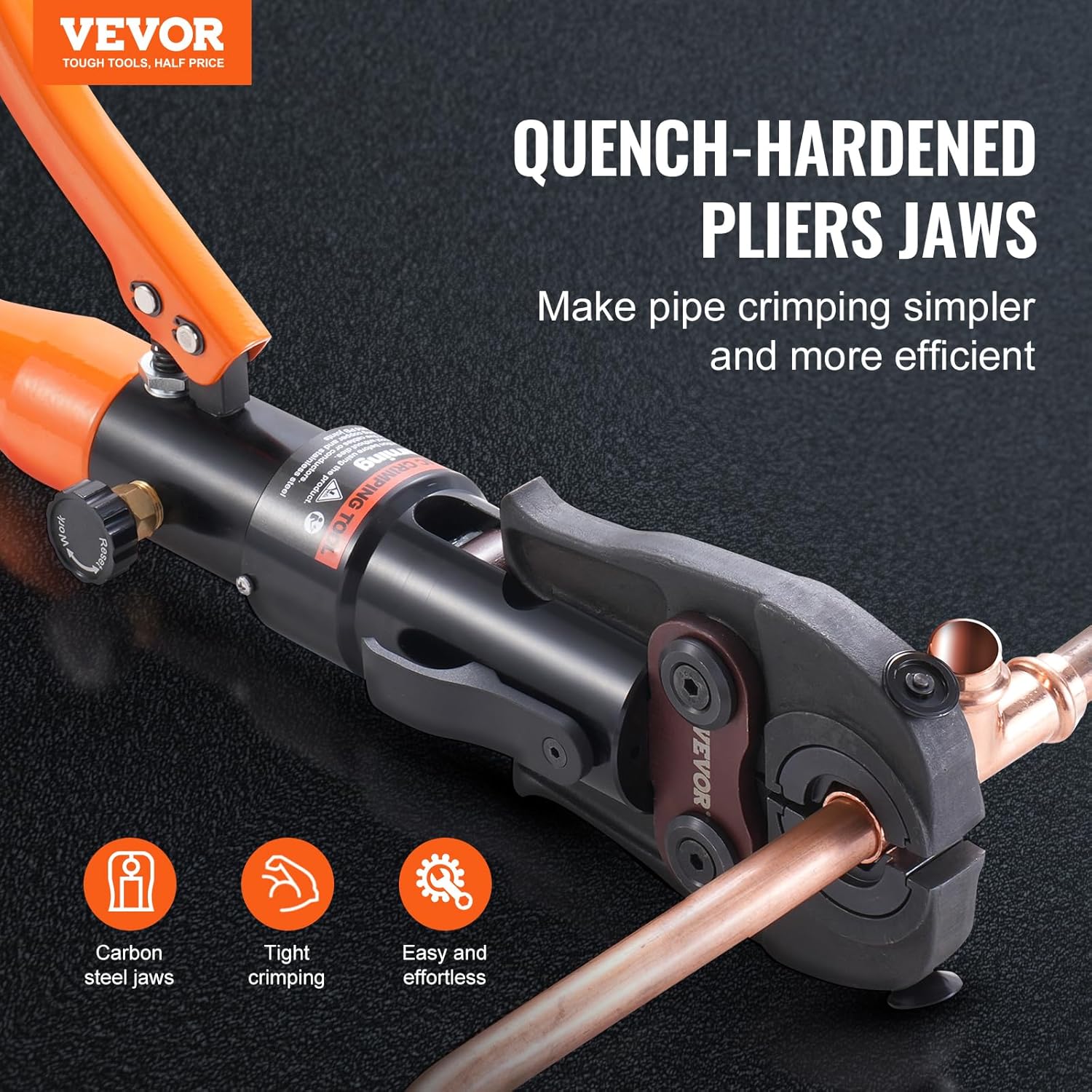 VEVOR Copper Pipe Crimping Tool, Hydraulic Driven Press Tool with 1/2