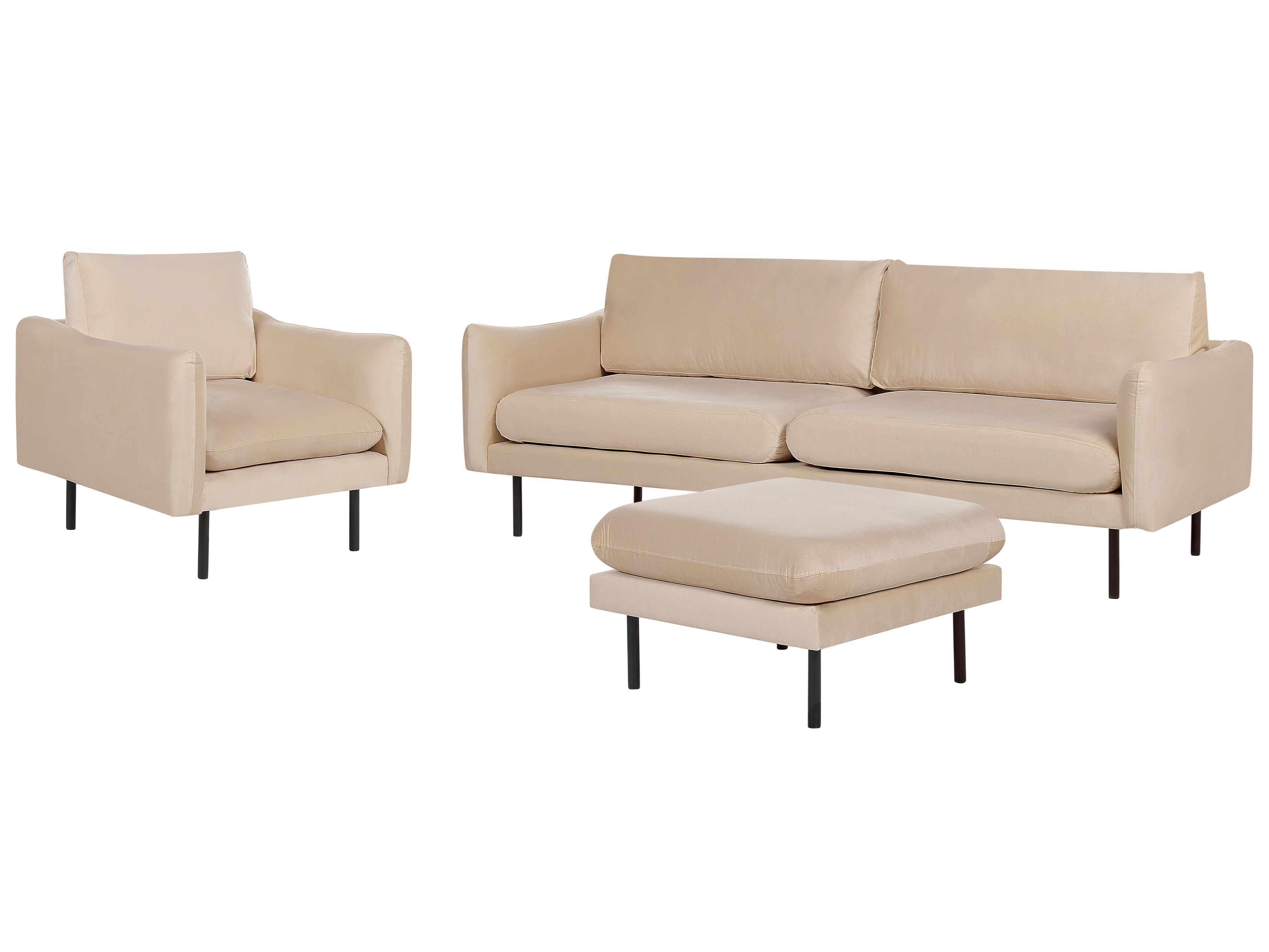 Living Room Set 5 Seater VINTERBRO Velvet Beige with Ottoman