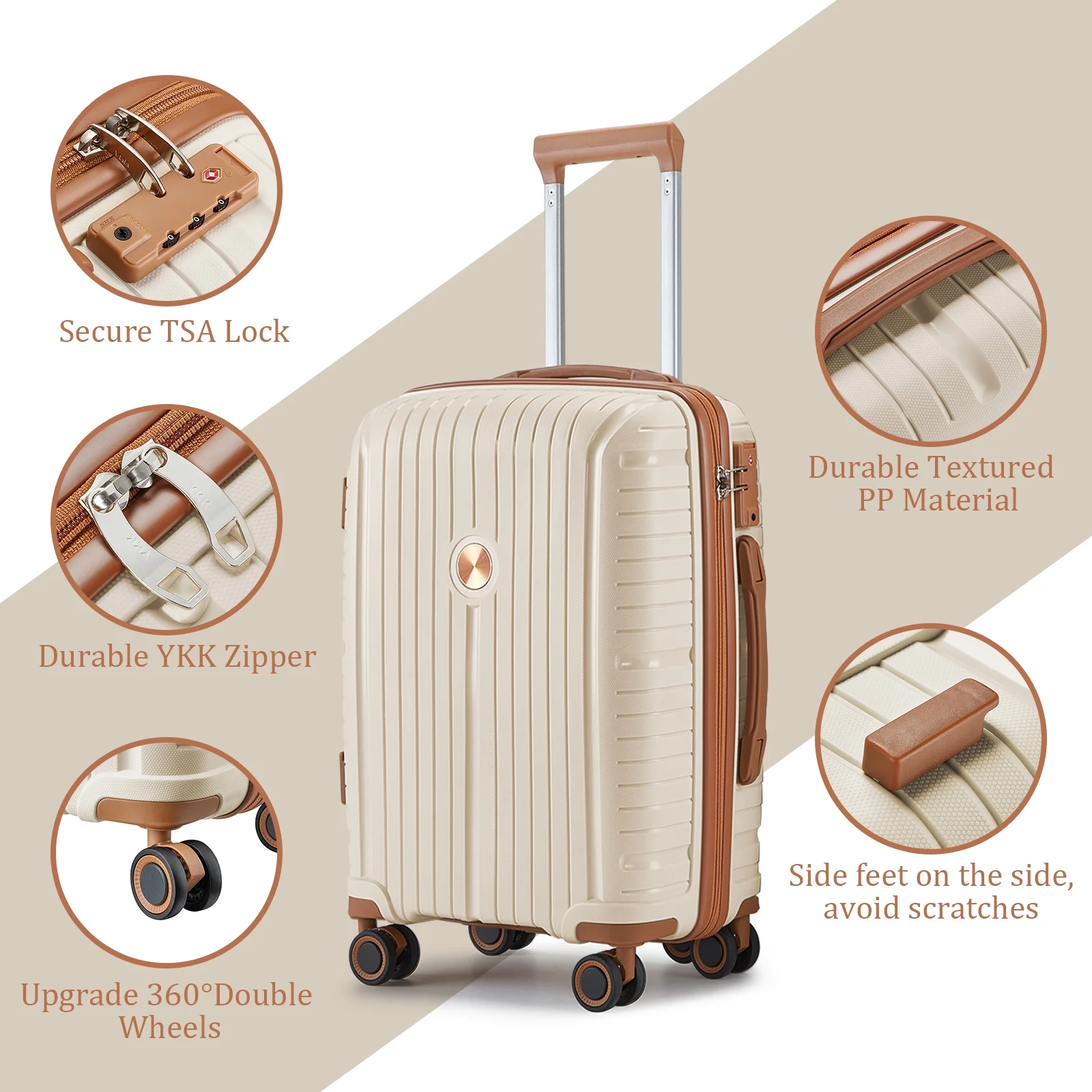 Joyway 5 Piece Luggage Sets Hardshell Lightweight Suitcase with TSA Lock Spinner Wheels-Orange - Image 21