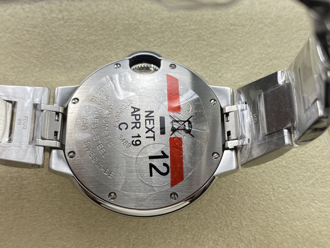 Ballon Bleu de Fake Cartier Watch Steel Diamond Bezel 33mm Blue Silver Dial W4BB0028(1:1 replica) - Elite Watch Atelier