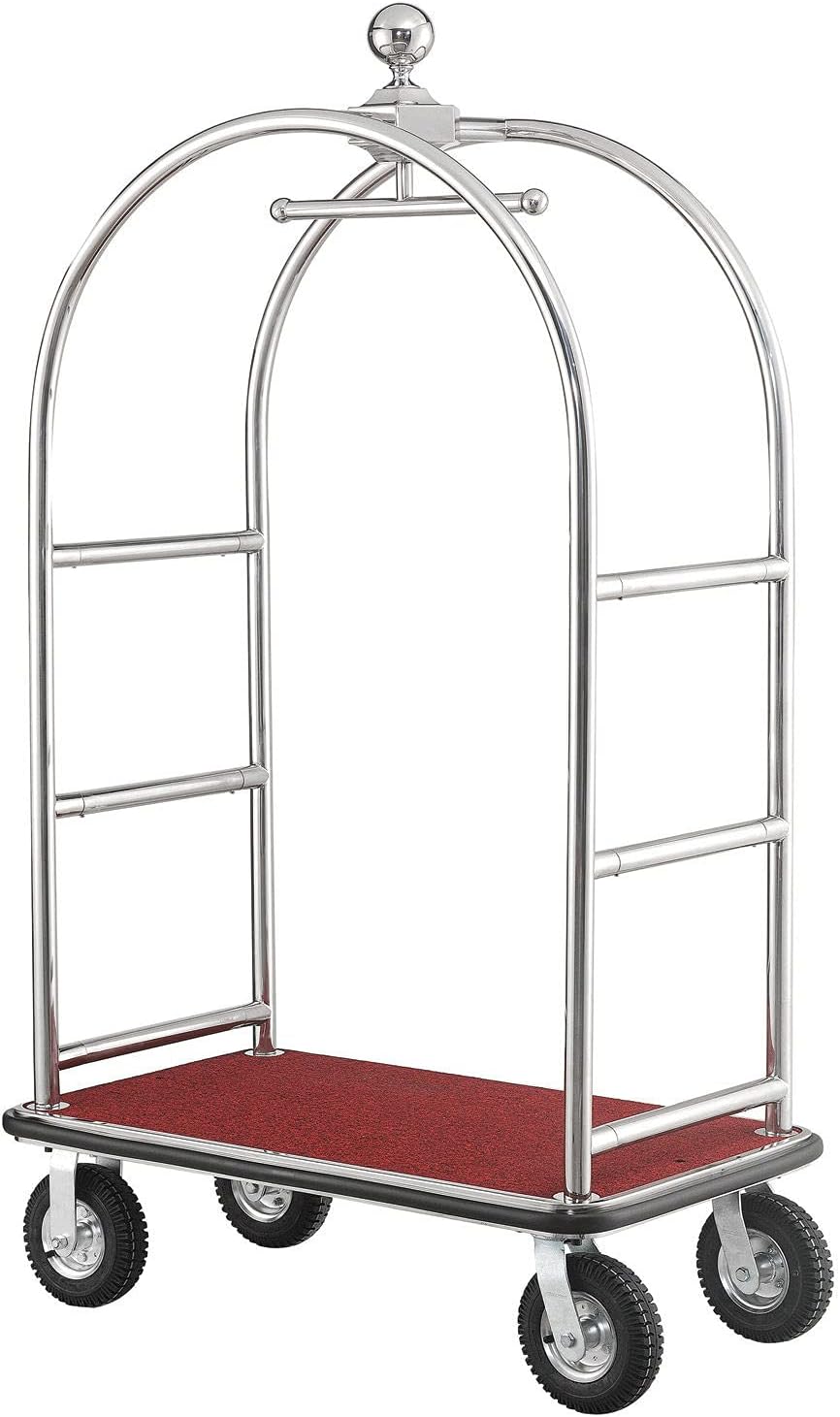 Global Industrial Silver Stainless Steel Bellman Cart Curved Uprights 8