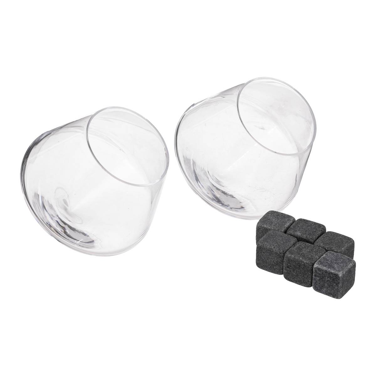 Set of 2 whisky glasses with "Whisky" stones 300 ml, Transparent