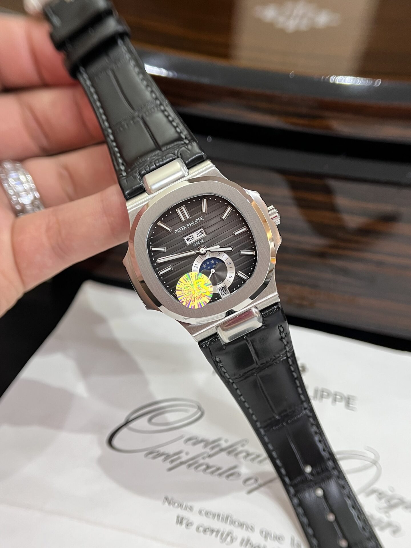 Patek Philippe Replica Watch Nautilus 5726G Black Leather Strap GR Factory 40.5mm - Top club