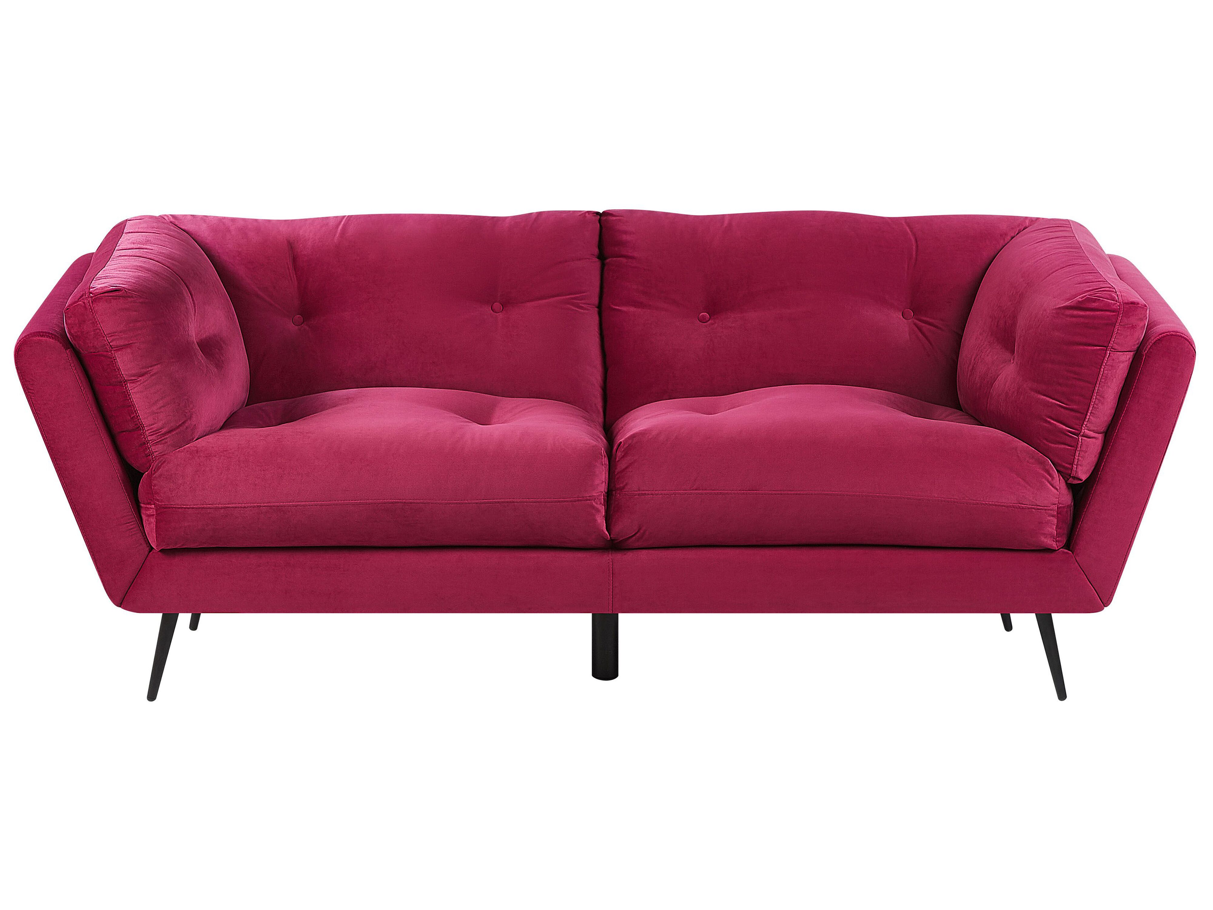 Sofa 3 Seater LENVIK Velvet Burgundy