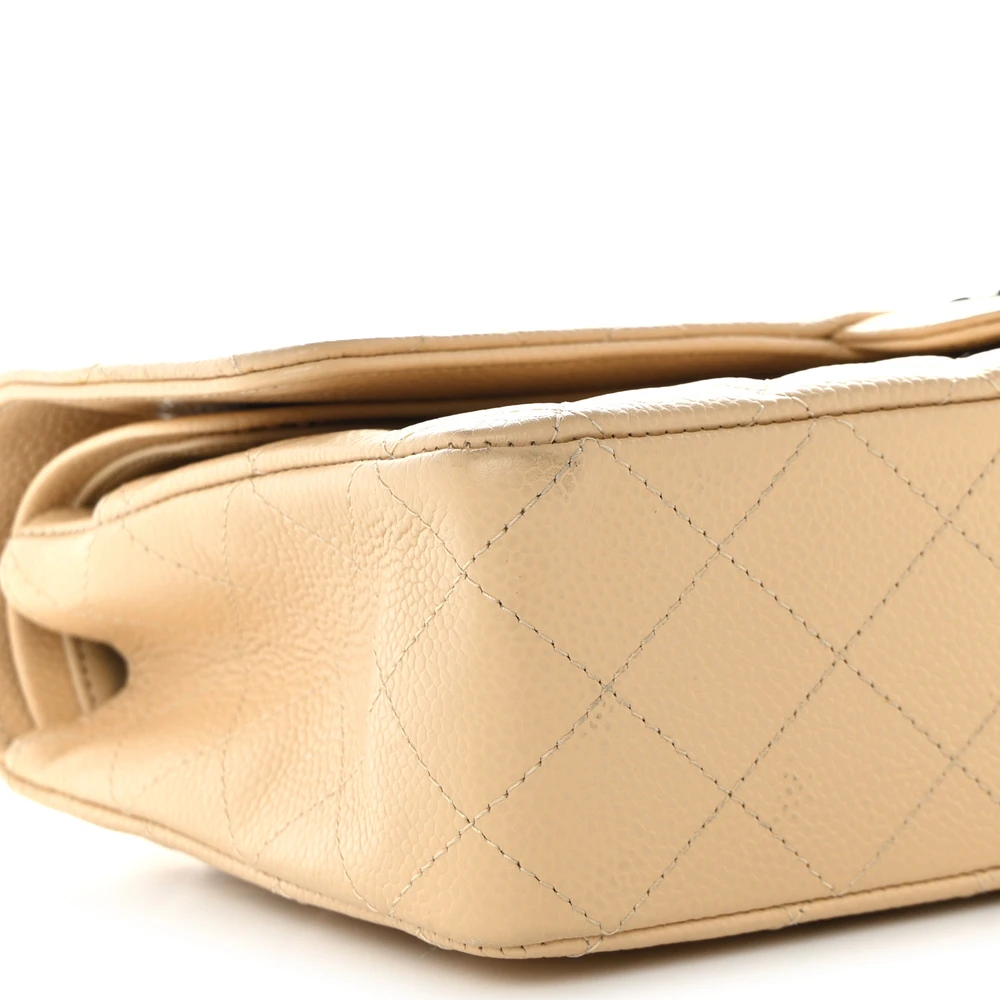 Chanel Beige Quilted Caviar Medium Flap Replica Handbags1:1High-quality replica