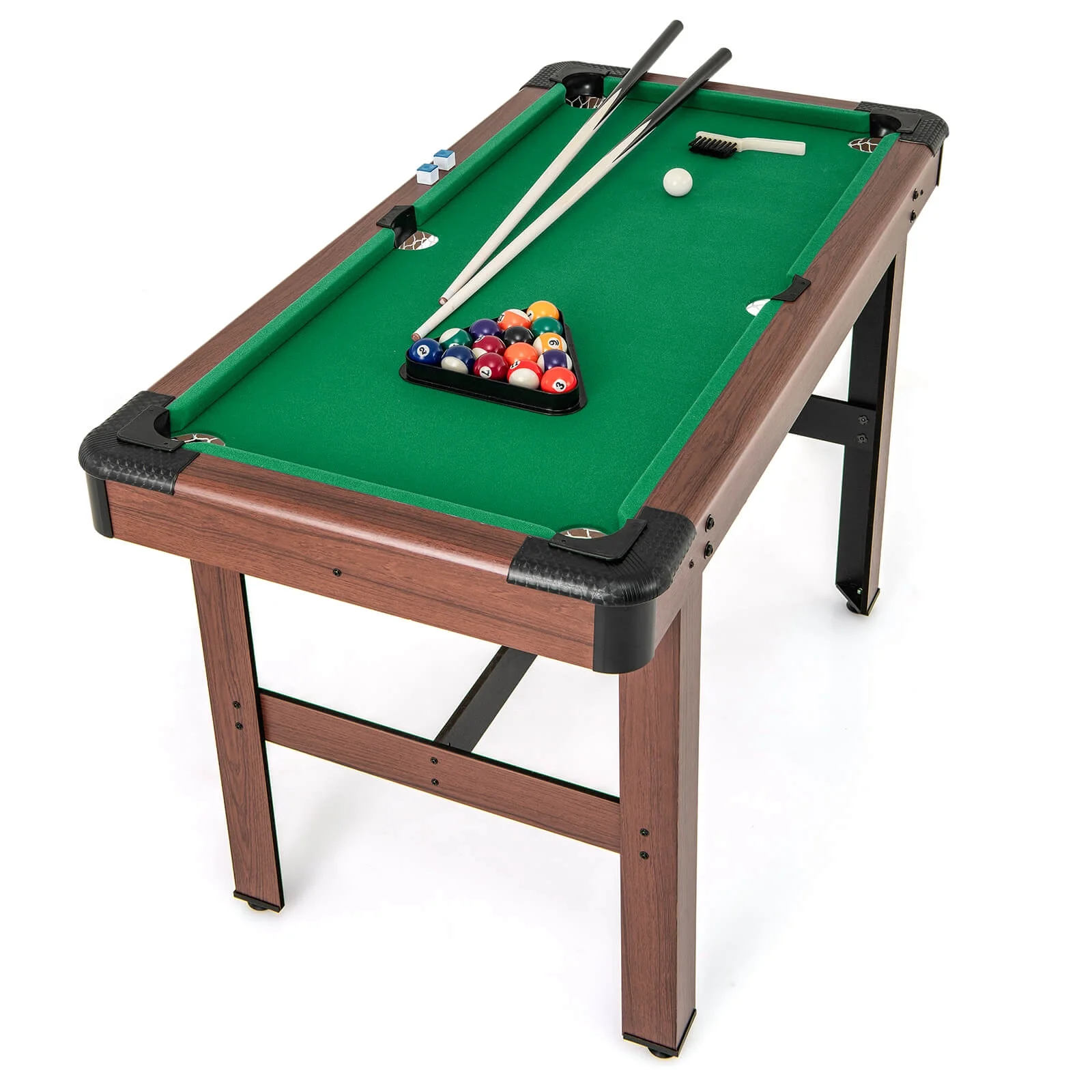 Costway 48" Pool Table for Kids & Adults with Full Set of Balls 2 Cue Sticks 2 Chalks Green - Image 10