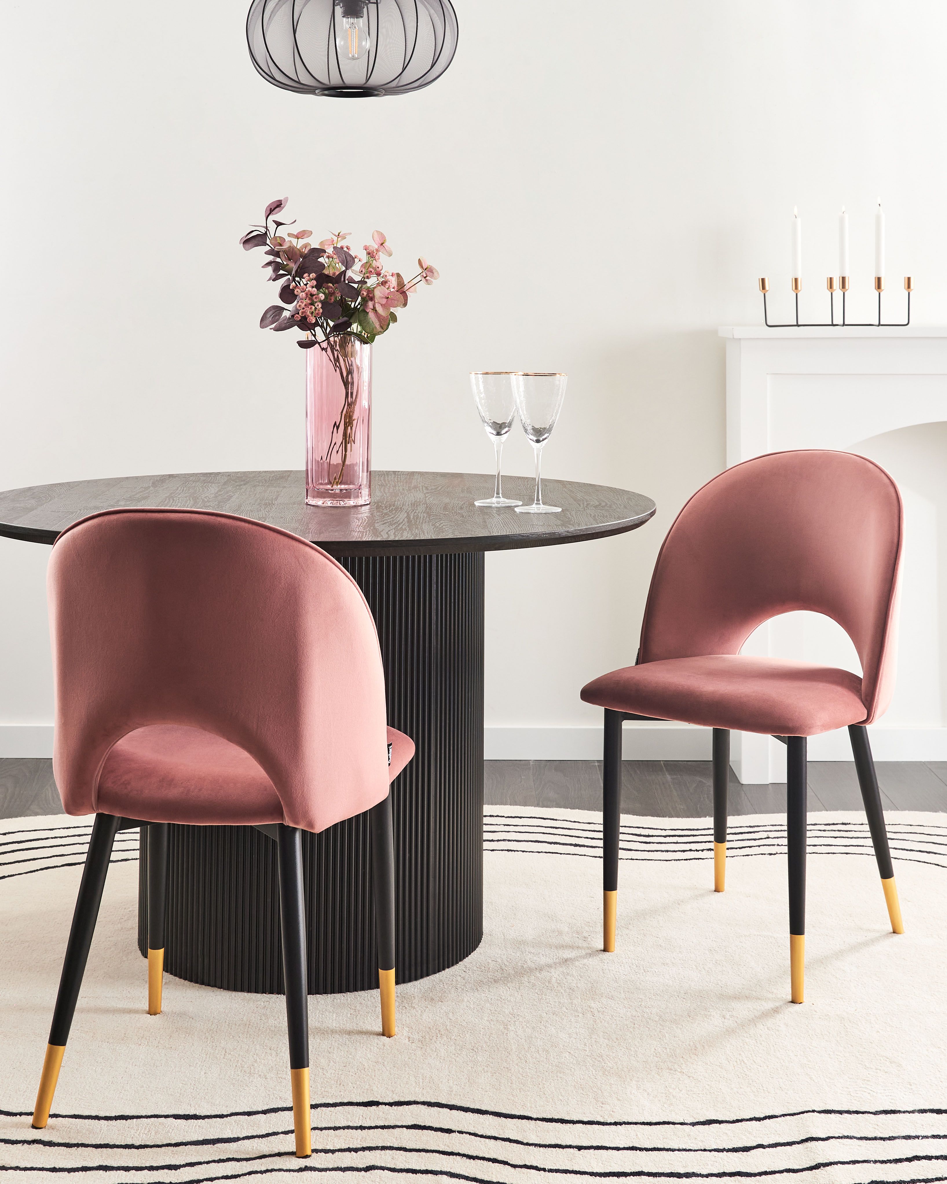 Set of 2 Dining Chairs MAGALIA Velvet Pink