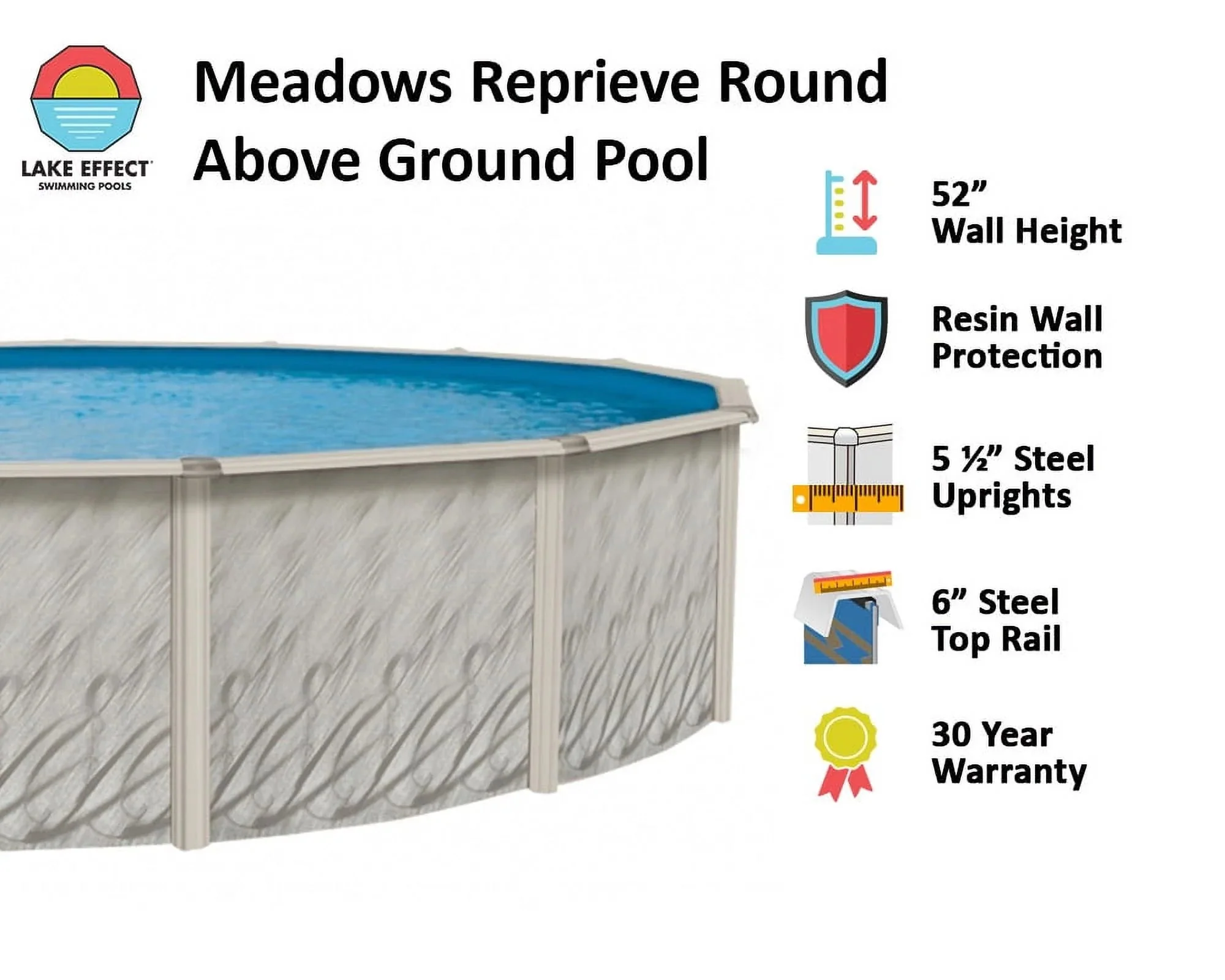 Lake Effect Pools Above-Ground Swimming Pool, 12' Round, 52 in Wall - Meadows - Image 2 Lake Effect Pools Above-Ground Swimming Pool, 12' Round, 52 in Wall - Meadows - Image 2