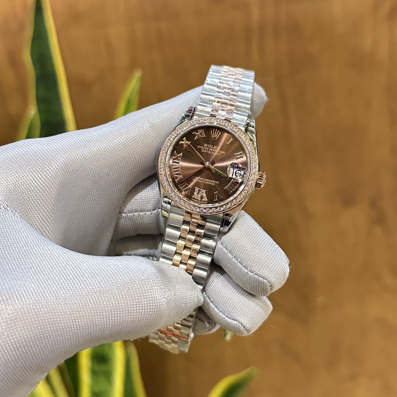 Rolex DateJust Women s High Quality Fake Watch With Diamonds Chocolate Dial 31mm - Elite Watch Atelier