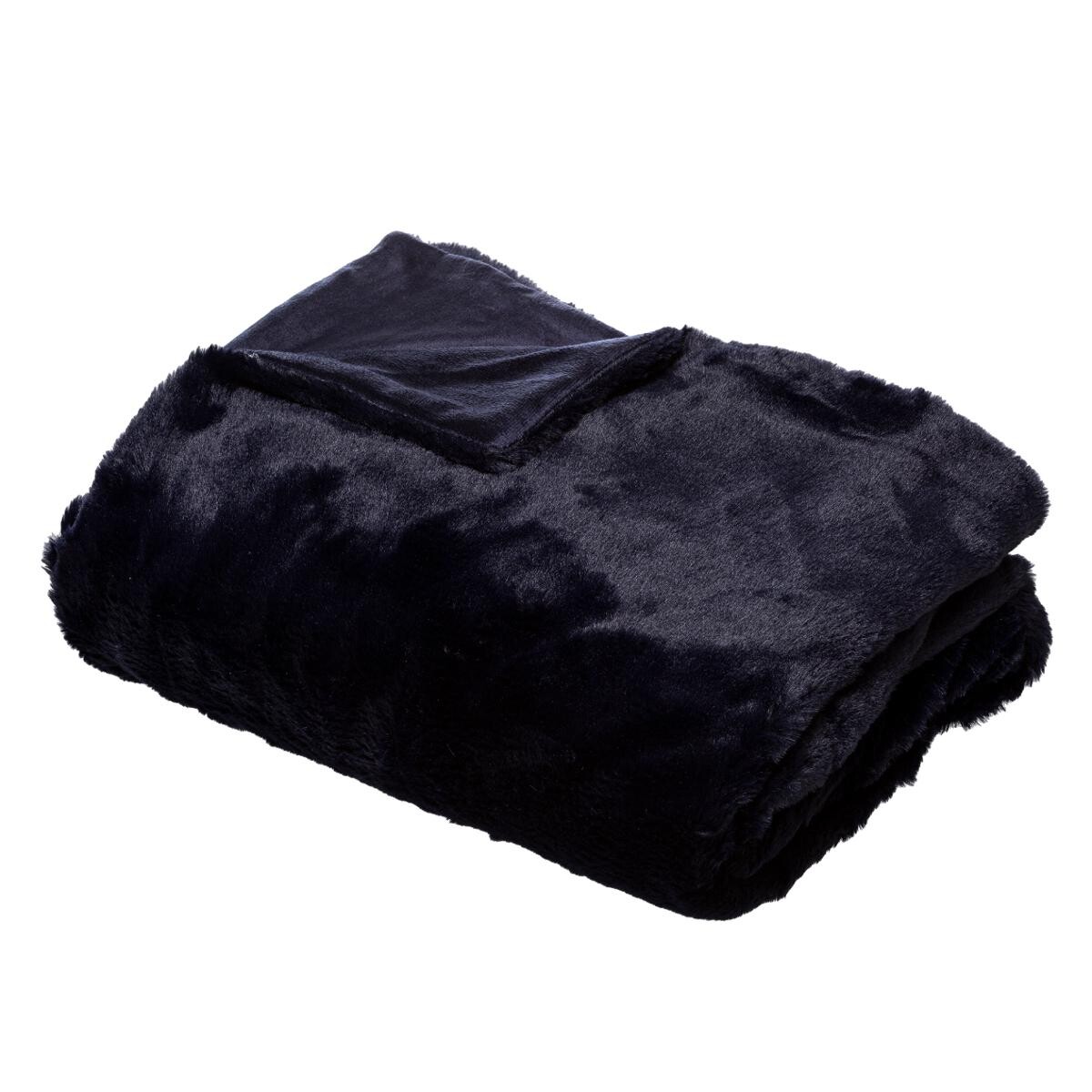 Faux fur plaid Ink blue, 125x150 cm