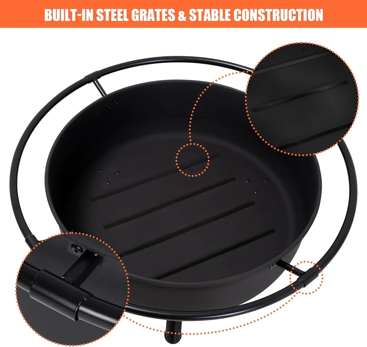 SUNCREAT 42-Inch Wood Burning Patio Fire Pit, Black, 42.1 Inch Diameter x 25.2 Inch High - Image 9 SUNCREAT 42-Inch Wood Burning Patio Fire Pit, Black, 42.1 Inch Diameter x 25.2 Inch High - Image 9