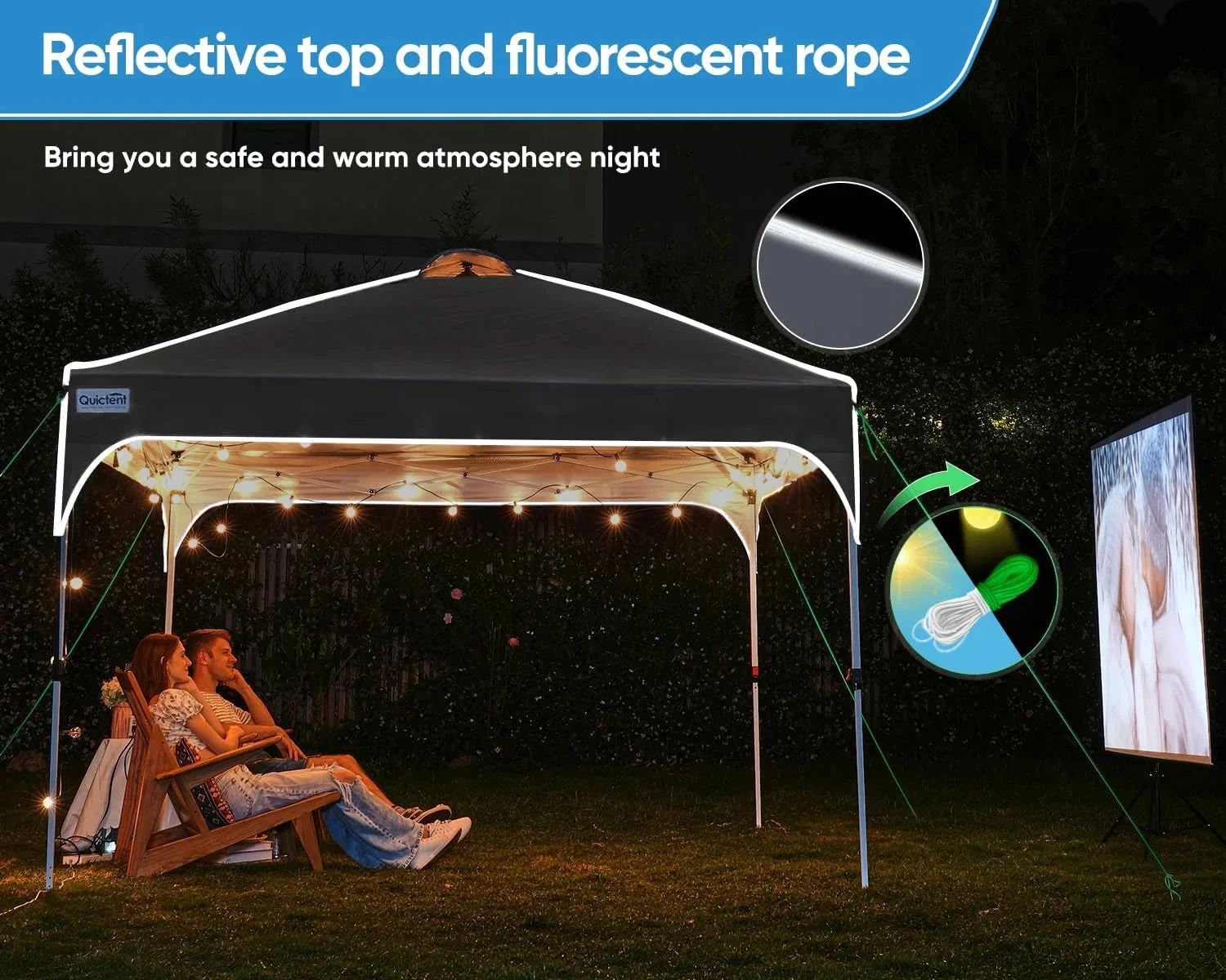 Quictent 10 x 10 ft Pop-Up Canopy Tent With Reflective Top, Fluorescent Rope And Vented Top - Image 25 Quictent 10 x 10 ft Pop-Up Canopy Tent With Reflective Top, Fluorescent Rope And Vented Top - Image 25