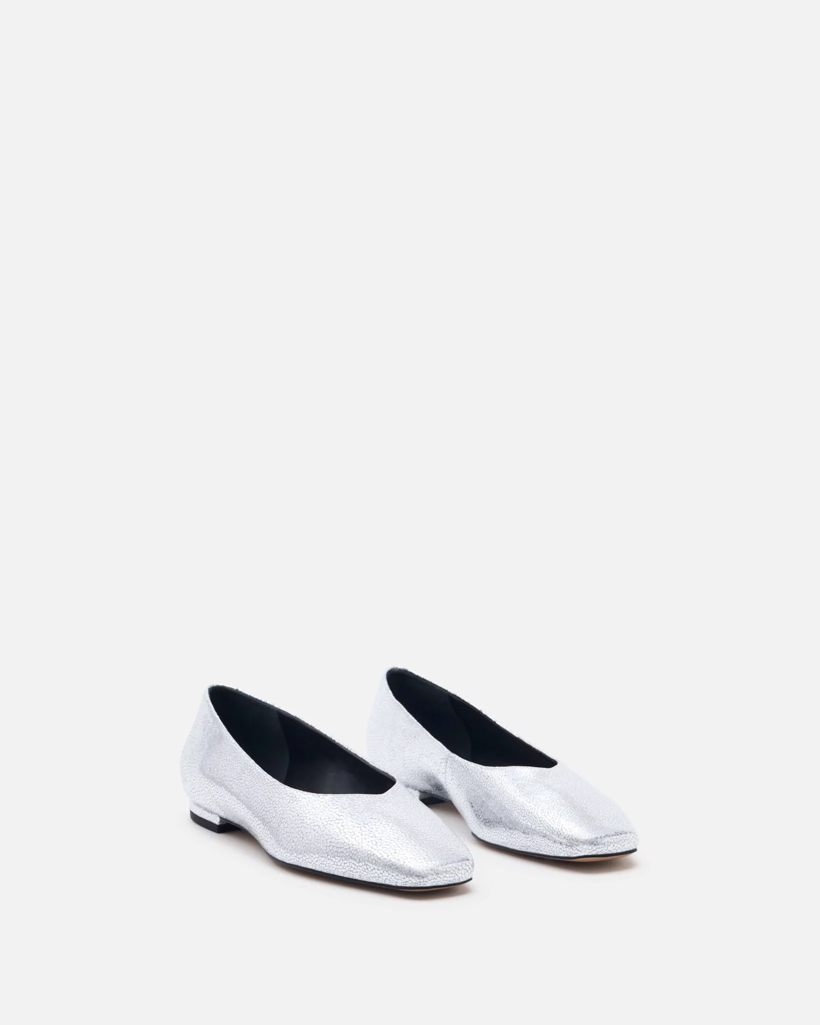 BALLERINES KAMIL/MET - En cuir métallisé argent