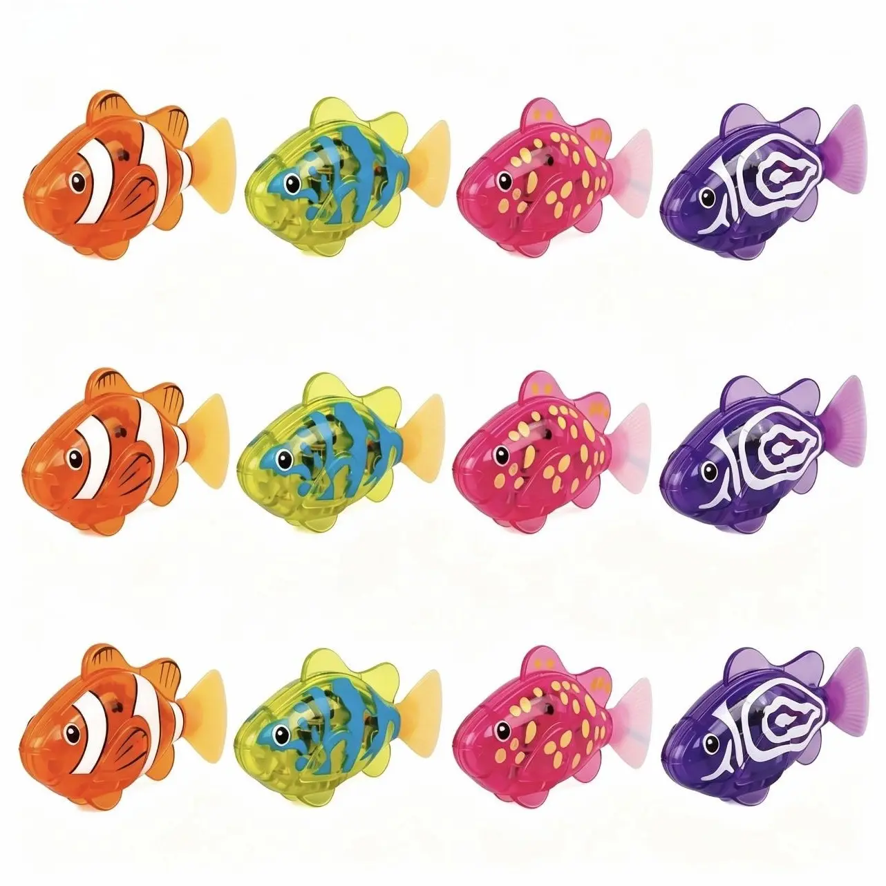 Electronic Pet Fish Bath Toy, 4pcs/set Induction Activated LED Light Up Swimming Fish, Waterproof Interactive Robot Clown Fish Toy with Slow Swaying Movement for Baby Toddlers Bath Time