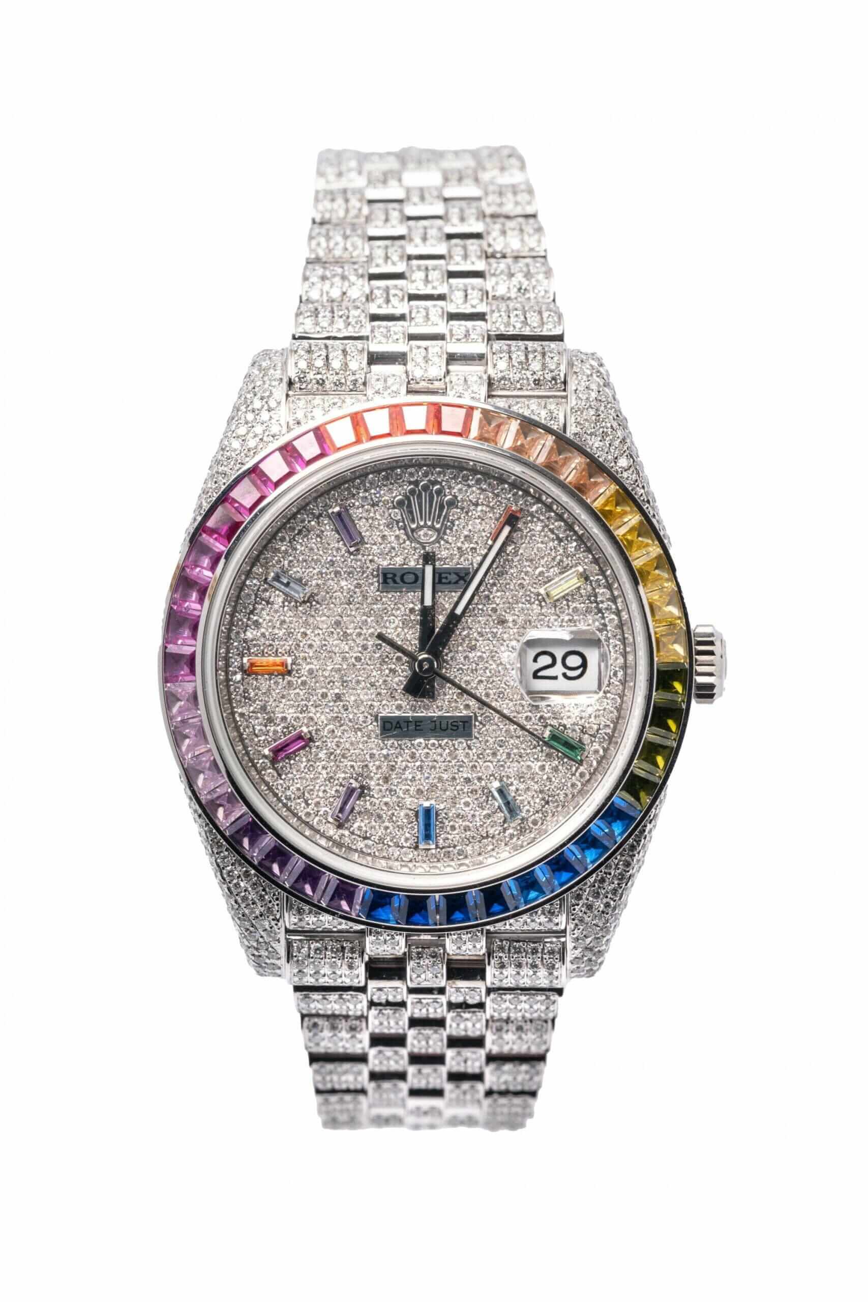 Rolex Datejust 126300 Iced Out Rainbow Replica - Elite Watch Atelier