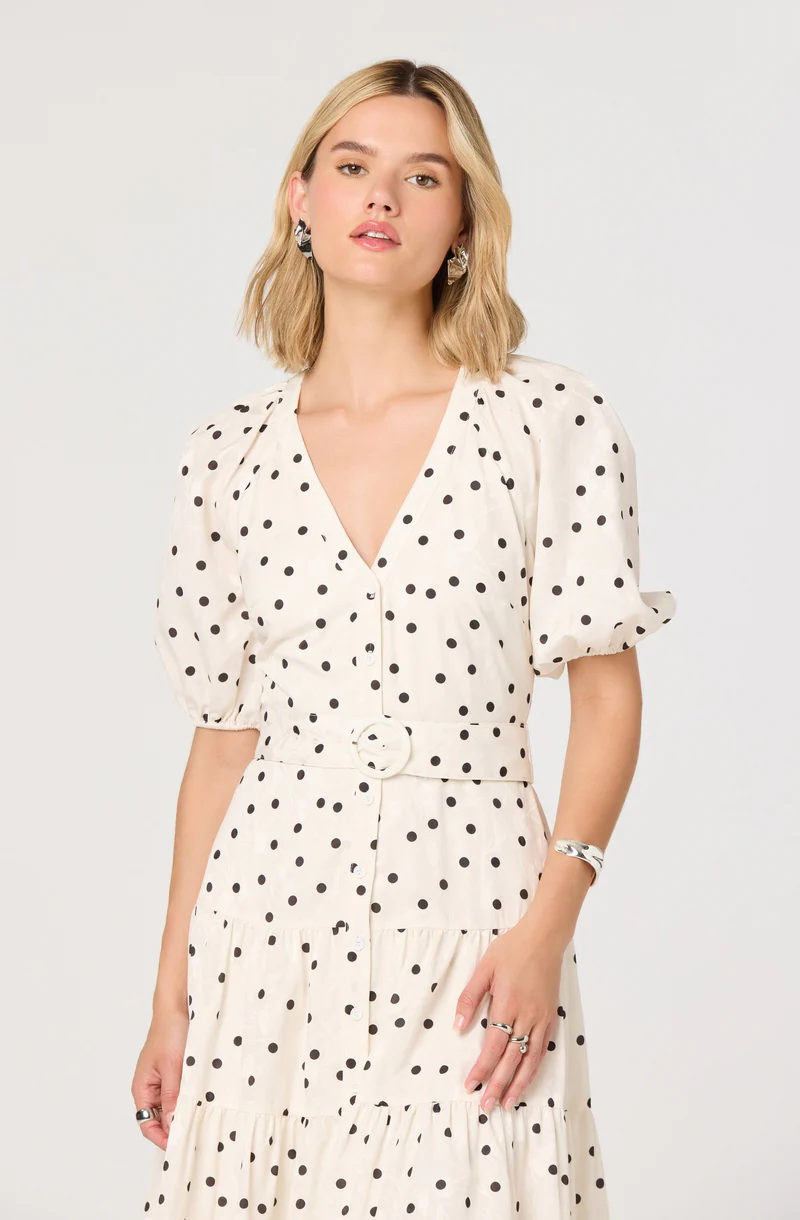 Minnie Polka Dot Tiered Midi Dress