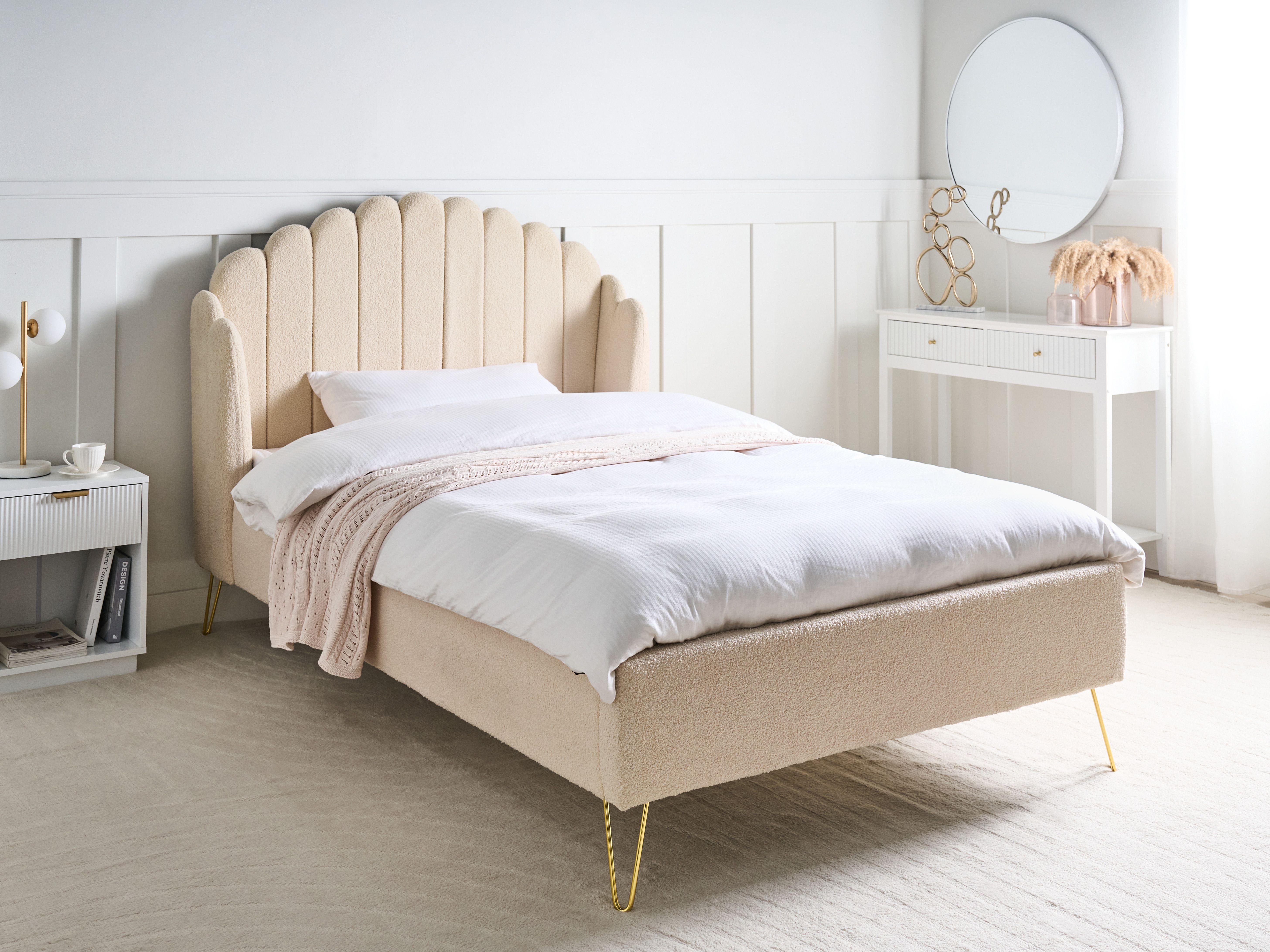 Bed Boucle AMBILLOU 120 x 200 cm (EU Small Double) Beige