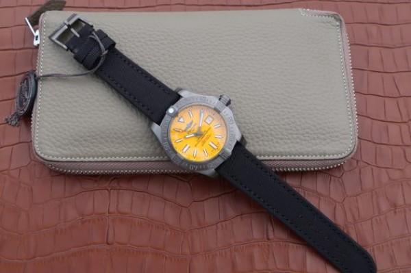 Replica Breitling Avenger II Seawolf PVD GF Yellow Dial Black Nylon Strap A2824 - Top club