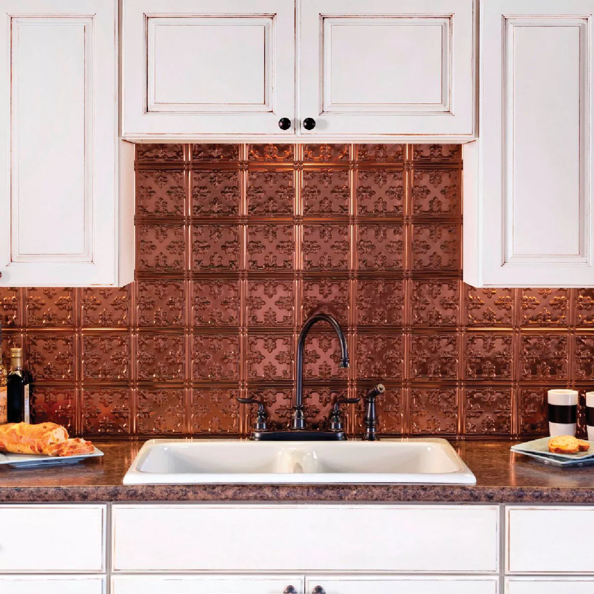 Fasade 18 In. x 24 In. Thermoplastic Backsplash Panel, Oil-Rubbed Bronze Traditional 10