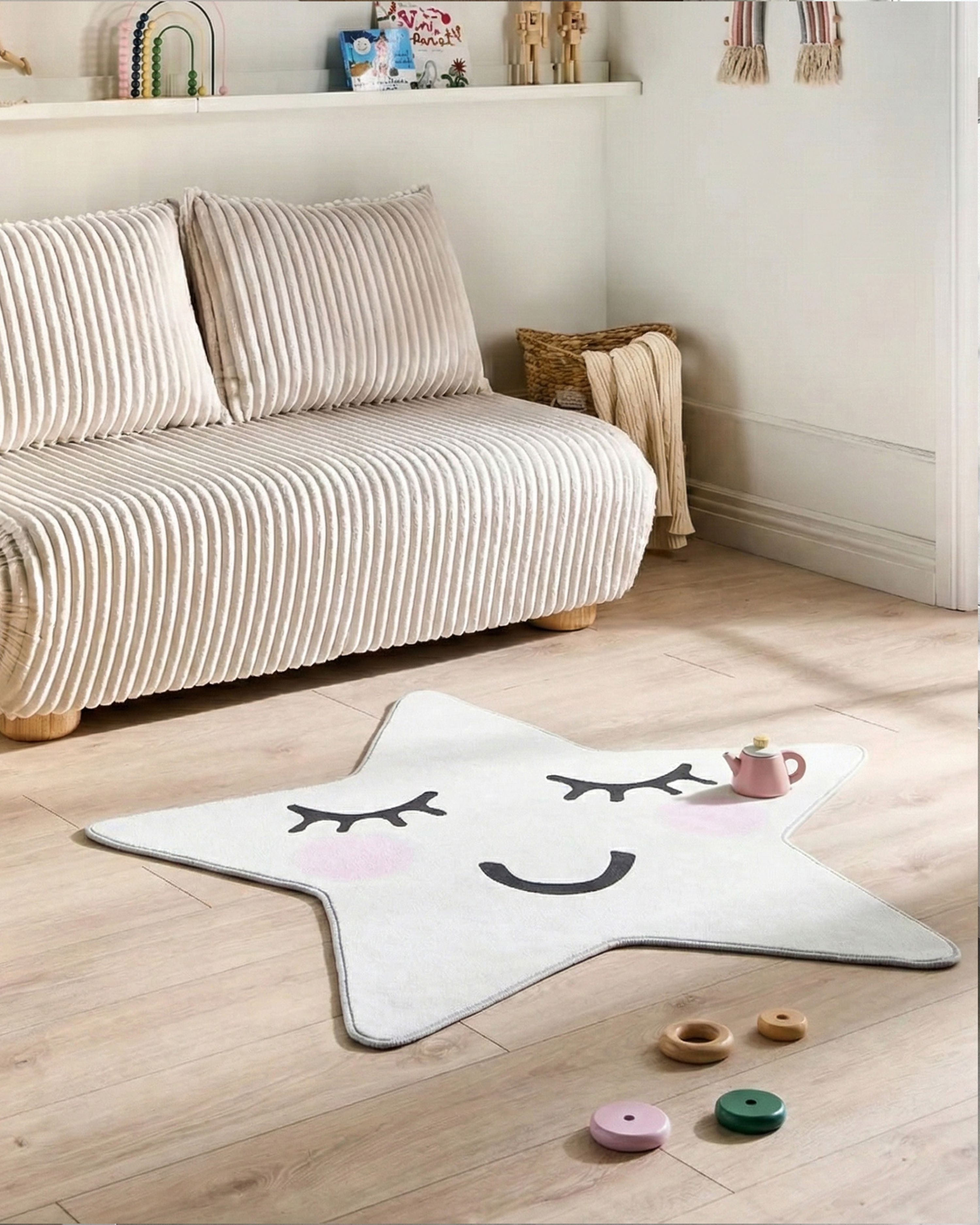 Kids Rug SIRIUS White 120 x 120 cm