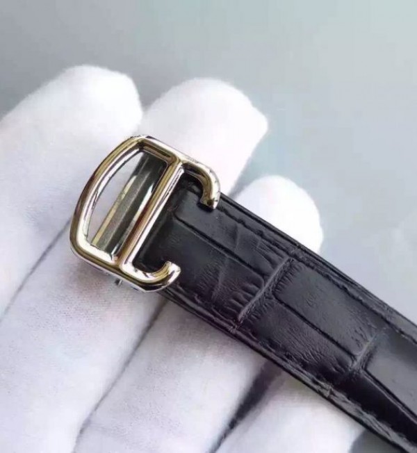 Replica Cartier Ballon Bleu 40mm Diamonds Bezel Black Dial Leather Strap MIYOTA9015 - Top club